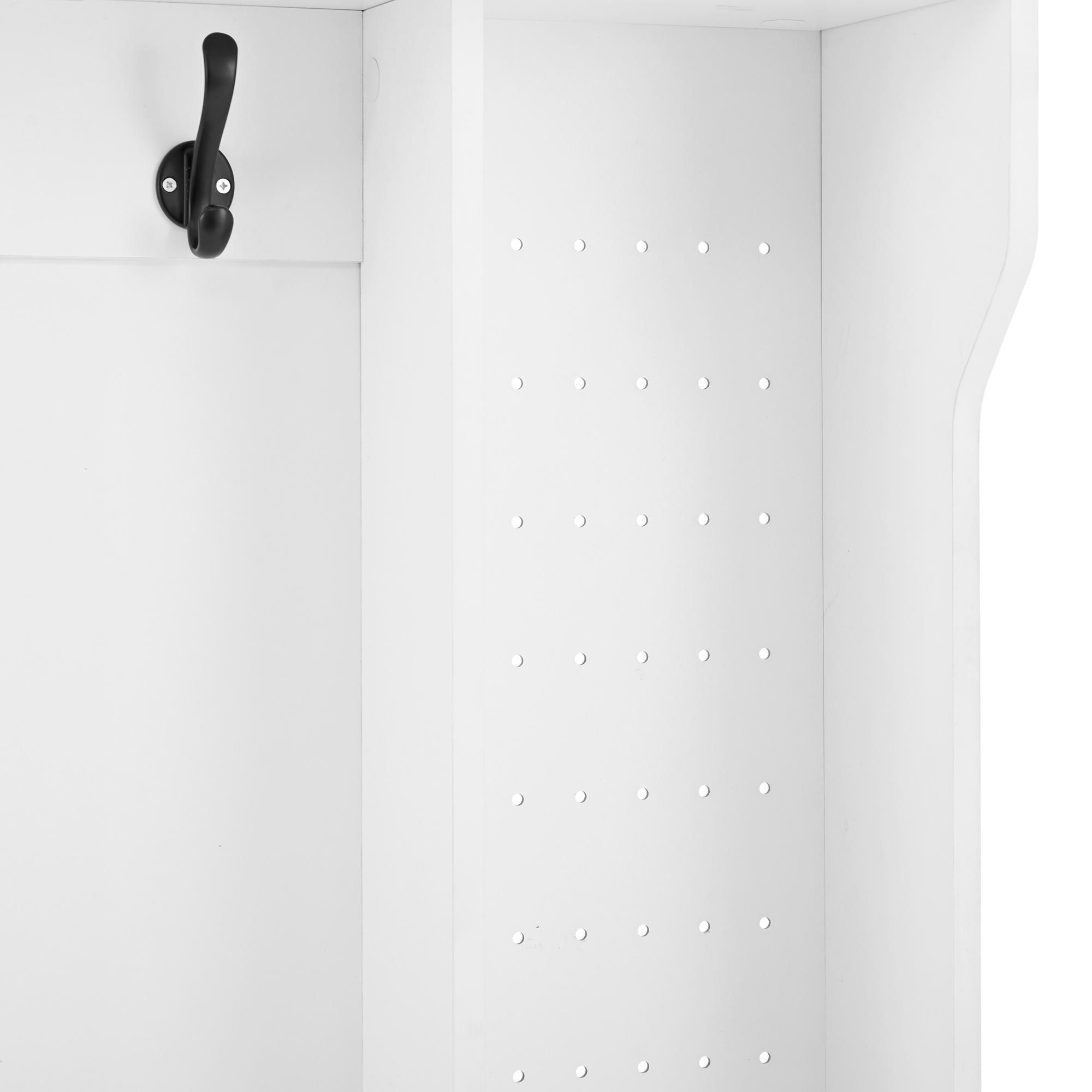 Merax Garderobenständer, Flurgarderobe mit Sitzbank, 1 Klappen, 6 Haken, Stecktafel aus Metall, Fach, Garderobenbank, 100×185.5×40 cm, Weiß