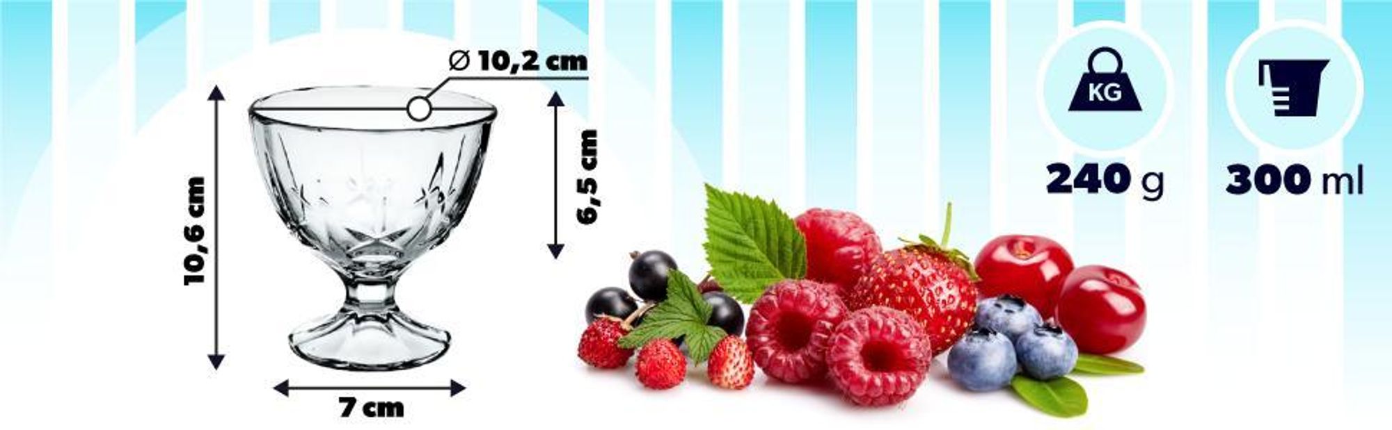 KADAX Eisbecher Glas "Snag", Eisschalen, Eisgläser, Dessertschalen für Desserts, Eiscremegläser, 300 ml, 6 Stück