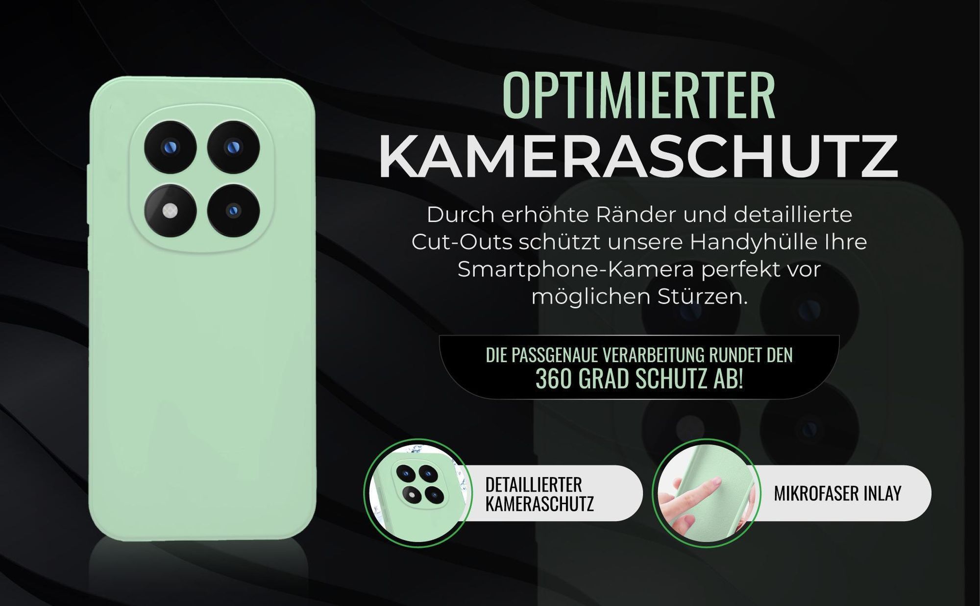 Handyhülle in Türkis für Xiaomi Redmi Note 14 Pro 5G in detailliertem Kamera Cutout