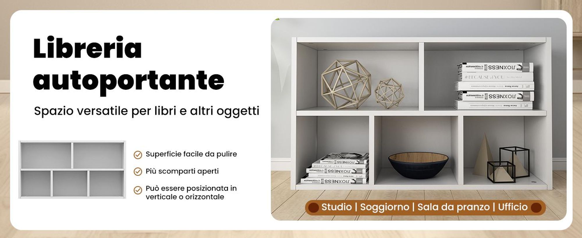 Libreria/Sideboard Bianco 50x25x80 cm Materiale a base di legno