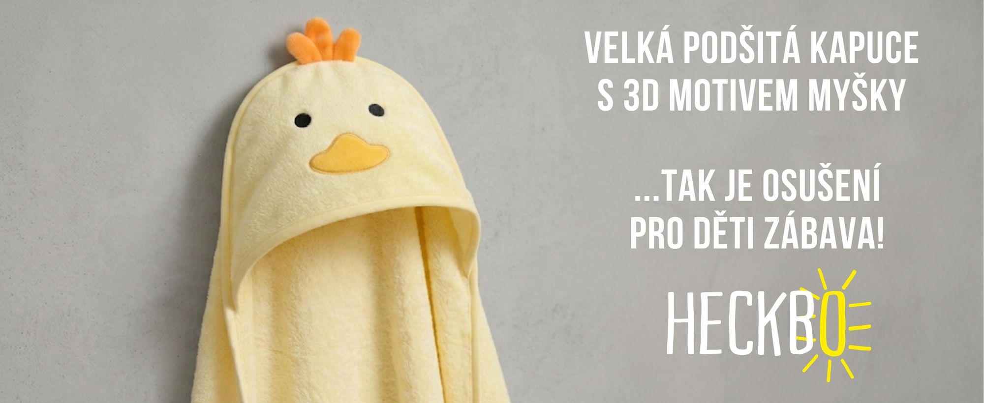 HECKBO Dětská osuška s kapucí s kuřátkem a žínkou | Bambusová viskóza (z bambusové buničiny) | 90 × 100 cm | Pro miminka od narození