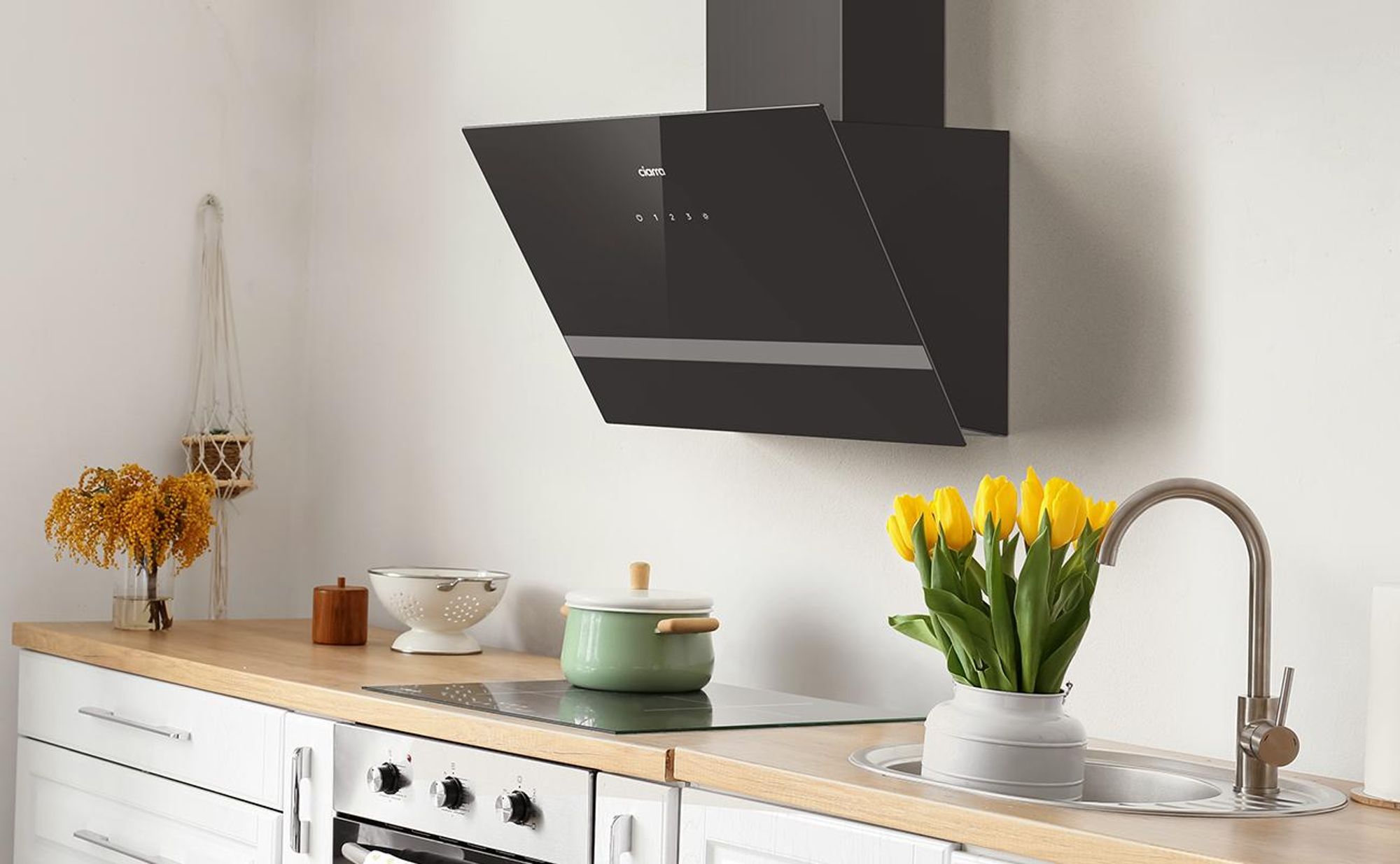 CIARRA Hotte aspirante A+++ 650 m³/h Hotte aspirante 60cm WIFI + APP & Touch Control BOOST VM6736HB