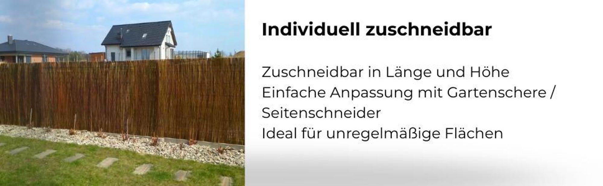 FOR THE GARDEN Weidenmatte 180x500 cm Natürlicher Weidezaun Windschutz & Sonnenschutz in Vielen Größen Balkon Garten Sichtschutz Zaun