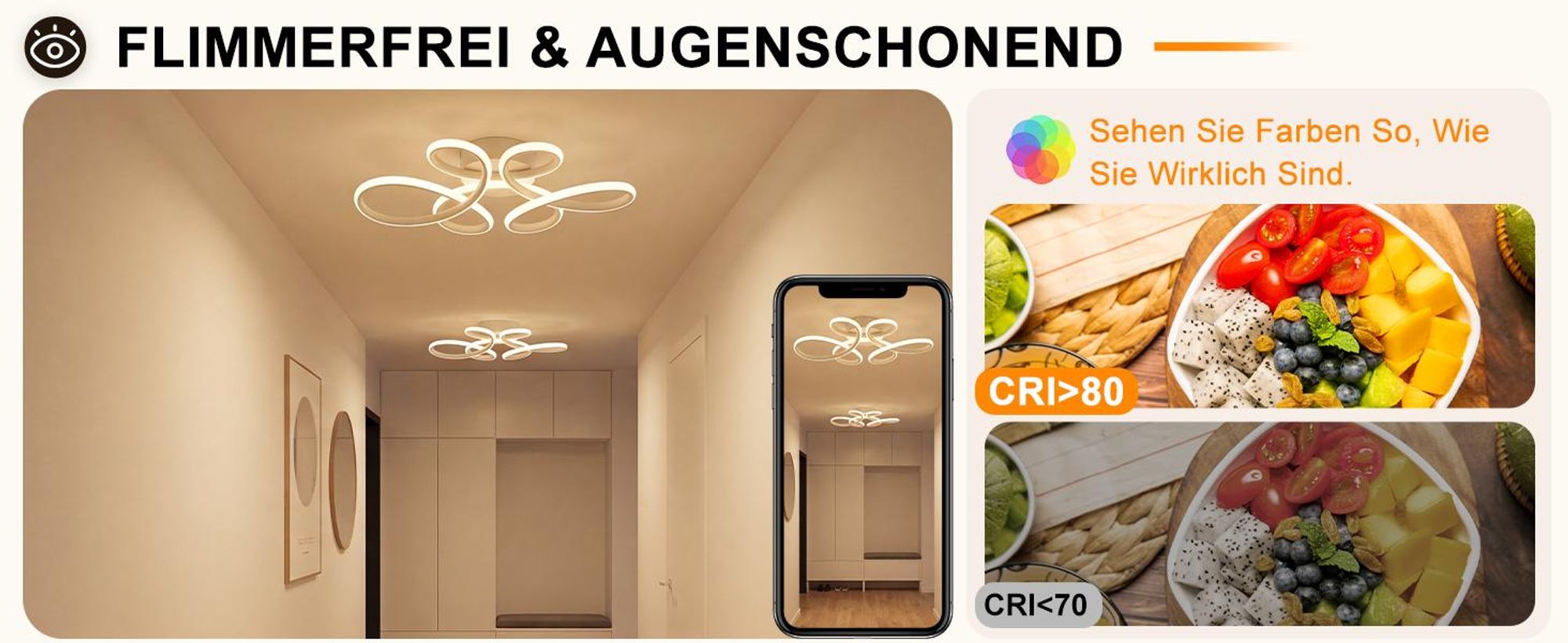 ZMH Deckenlampe Wohnzimmer LED Deckenleuchte 24W 3000K Küchenlampe Weiß Modern Blume Design Wohnzimmerlampe für Schlafzimmer Büro Küche Flur