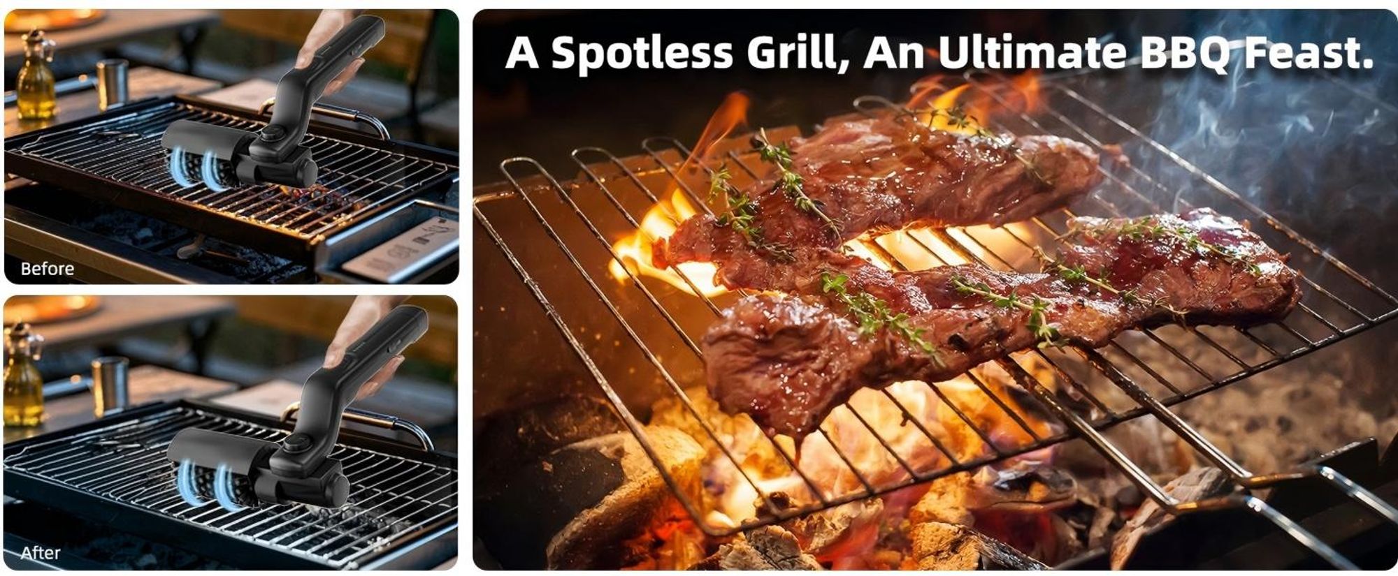 Elektrische Grillbürste 2600mAh 3einstellbare Geschwindigkeit BBQ Grillbürste, 180°Einstellbar, Edelstahl Drehbürstenkopf Grillbürste Reinigungsbürste