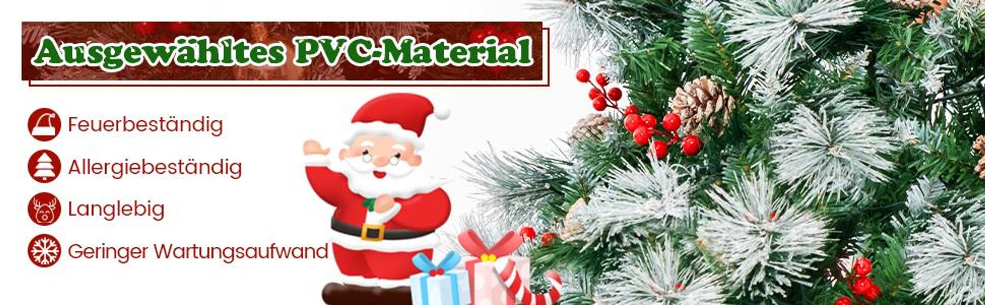 COSTWAY 180cm Künstlicher Weihnachtsbaum LED, beleuchteter Tannenbaum mit Kiefernzapfen & roten Beeren & Metallständer, 11 Lichtmodi, Christbaum PVC Kunstbaum Weihnachten, grün