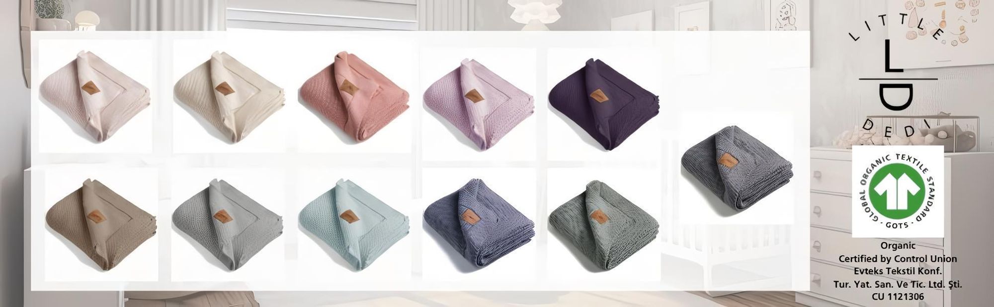 Dreieckige Stoffmuster in Pastell. Weich, strukturiert, Nähte & Baumwolle Logo.