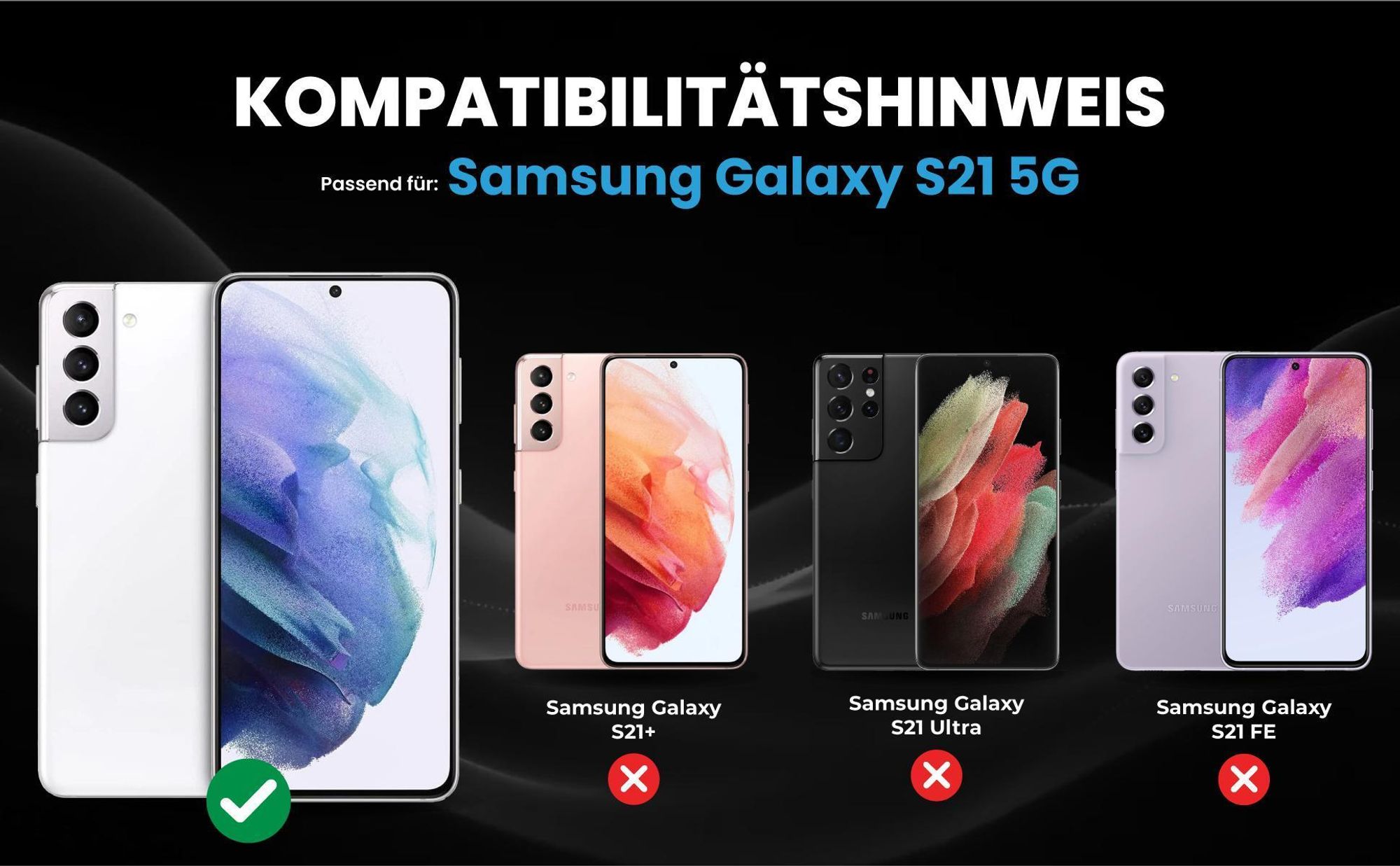 Kompatibilitätshinweise Hülle für Samsung Galaxy S21 5G