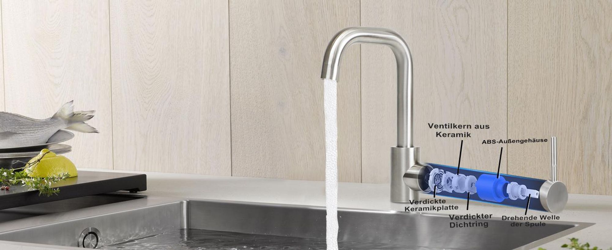 ZMH Wasserhahn bad Waschtischarmatur waschbecken - Armaturen Hochdruck Kaltwasserhahn mit Auslauf Höhe 100mm Armatur Edelstahl Mischbatterie für Badezimmer, Gebürsteter Nickel