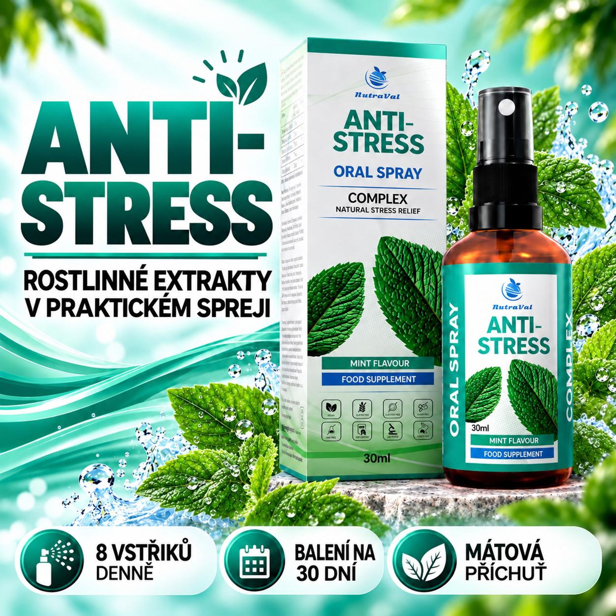 Stress sprej – Ashwagandha, Rhodiola, Reishi & Schisandra – Snížení kortizolu & Odolnost vůči stresu – vegan – 30 ml - BEST BEFORE 10/2026