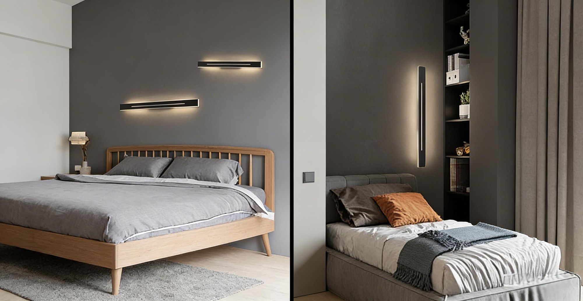 ZMH Applique LED per interni nero bianco caldo 60 cm 20 W LED integrato permanentemente