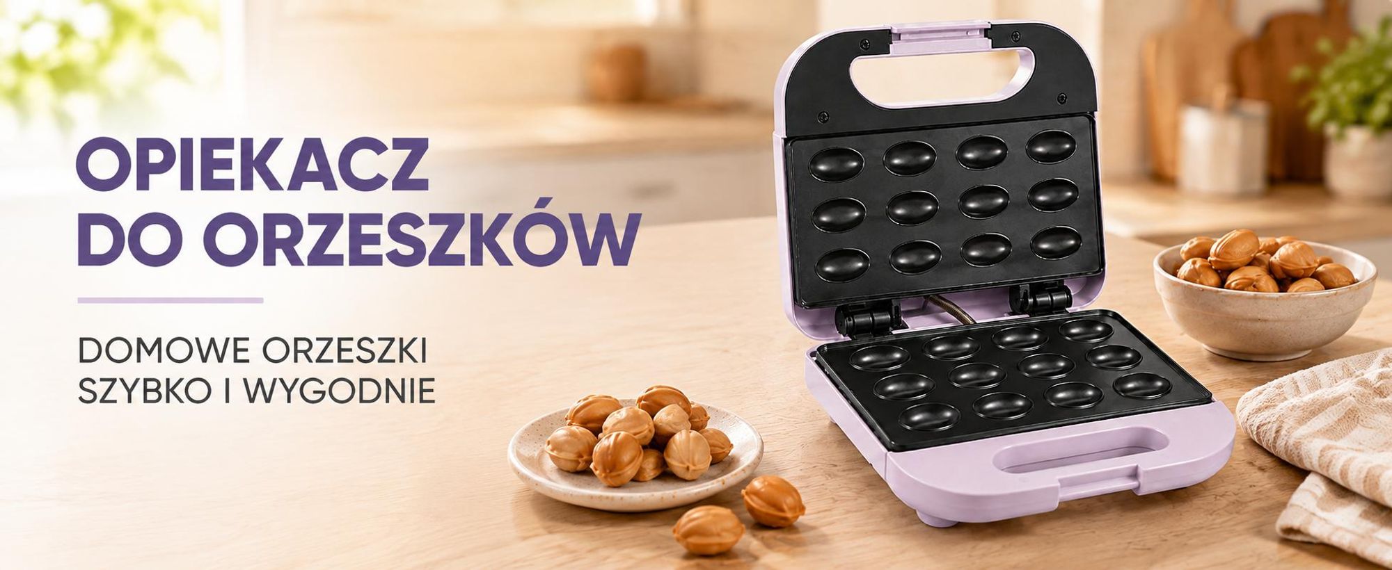 Opiekacz Do Orzeszków Foremki Ciastek 750W 12 Połówek Nieprzywierający