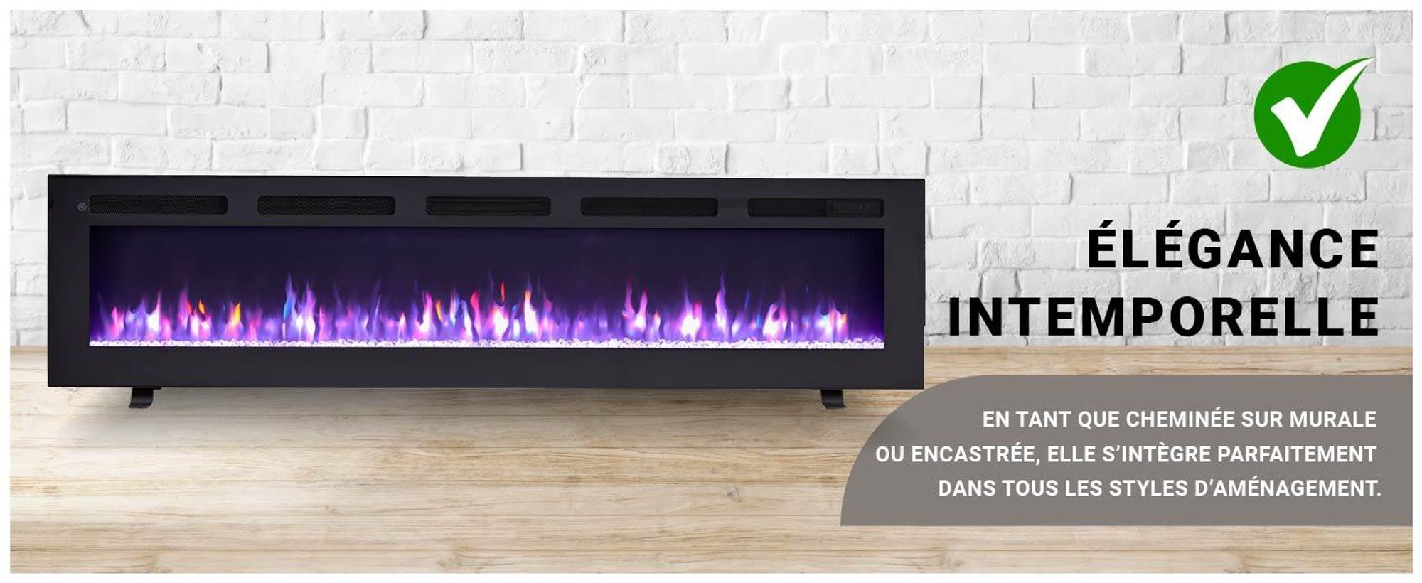 Cheminée électrique BALDERIA Leif 70 - 2 en 1 - noir
