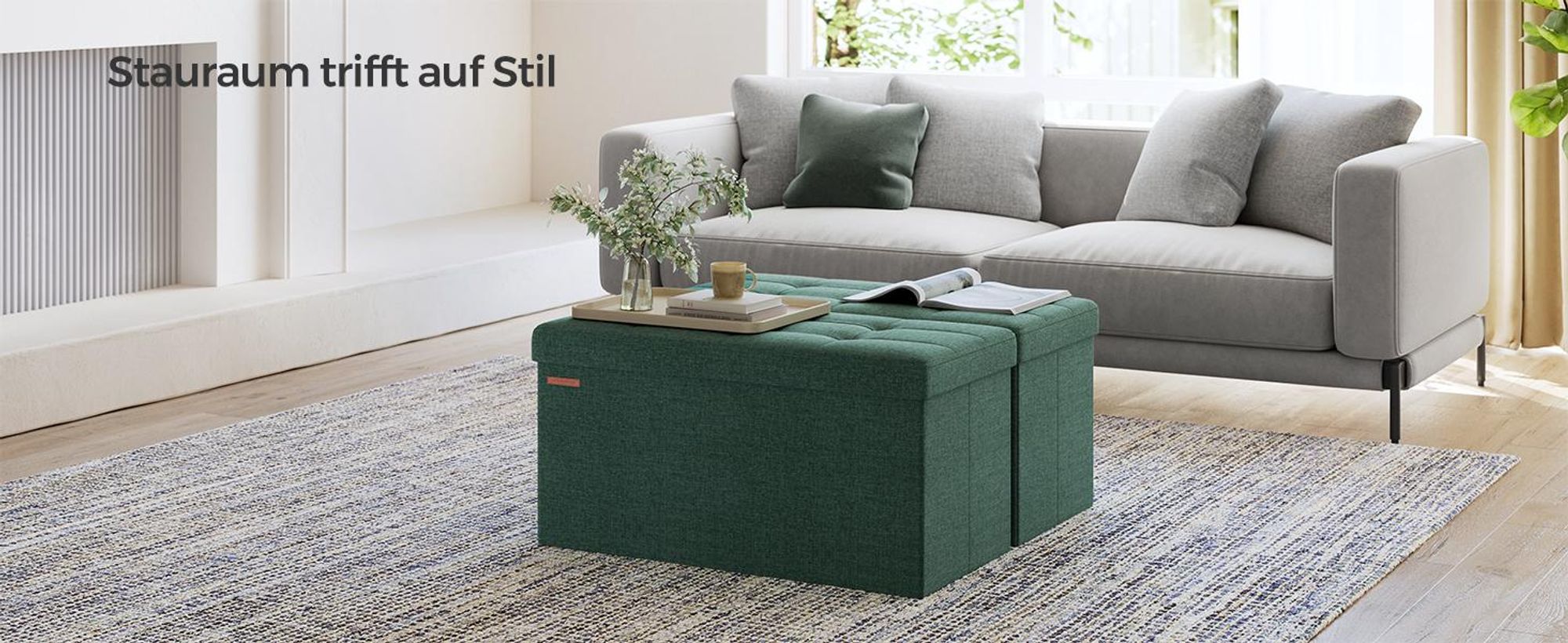 SONGMICS Sitzhocker mit Stauraum, klappbare Sitzbank, 38 x 76 x 38 cm Fußbank, Aufbewahrungsbox, bis 300 kg belastbar, für Wohnzimmer Schlafzimmer
