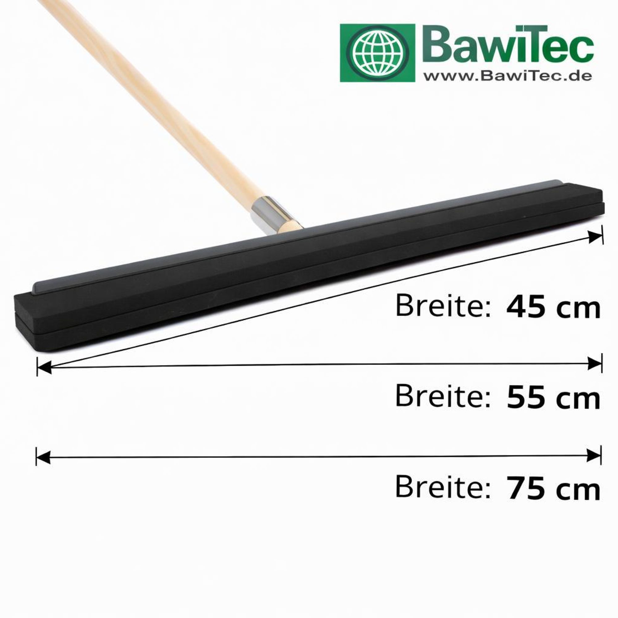 Profi Wasserschieber 55cm Breit mit Stiel Holzstiel 160cm Lang Wasserabzieher Metall Holz Gummischieber Bodenabzieher Abzieher