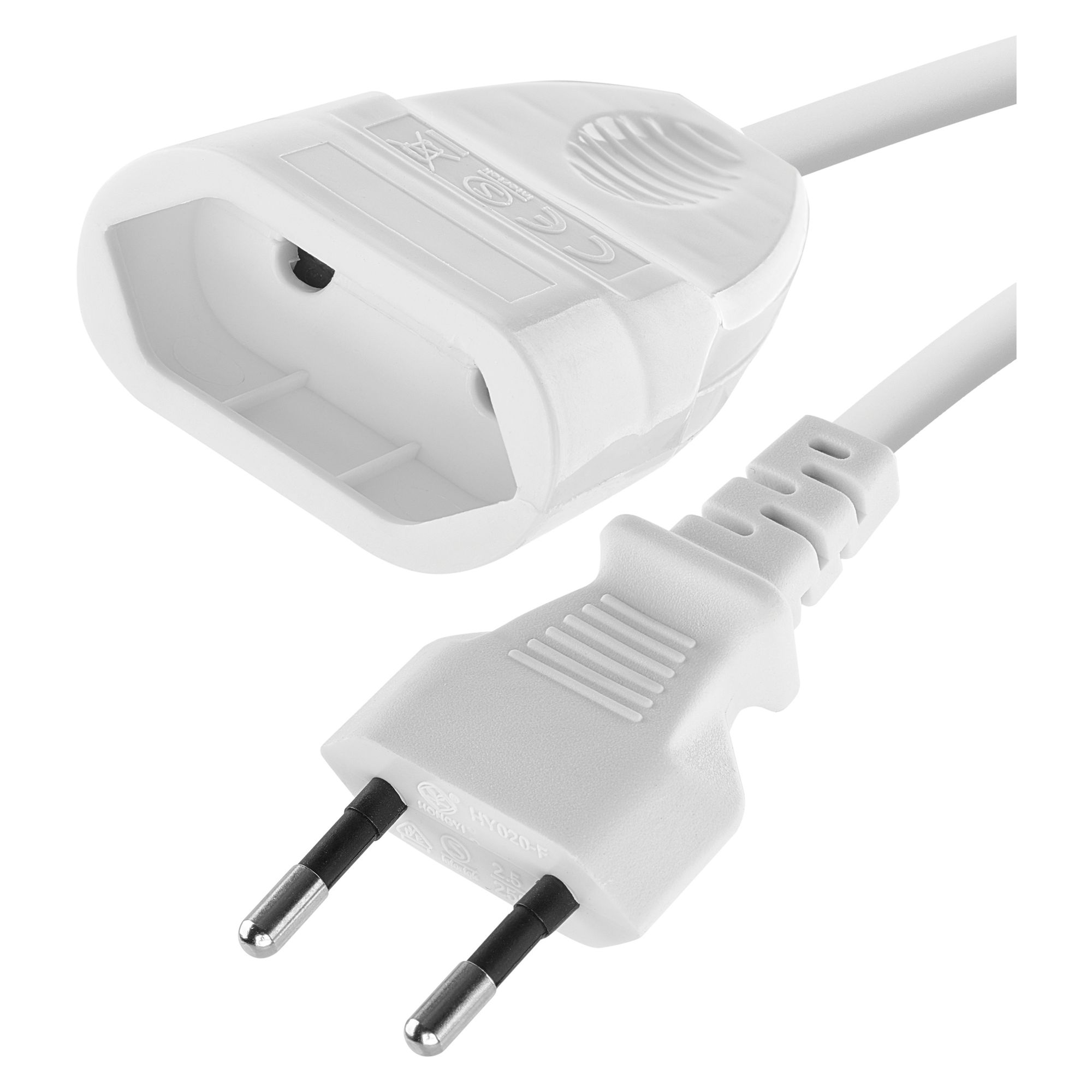 EMOS - Verlängerungskabel 5m - Euro-Stecker & Kupplung - 250 V, 2,5 A, 575 W - erhöhter Berührungsschutz - für Innen - weiß, P01305