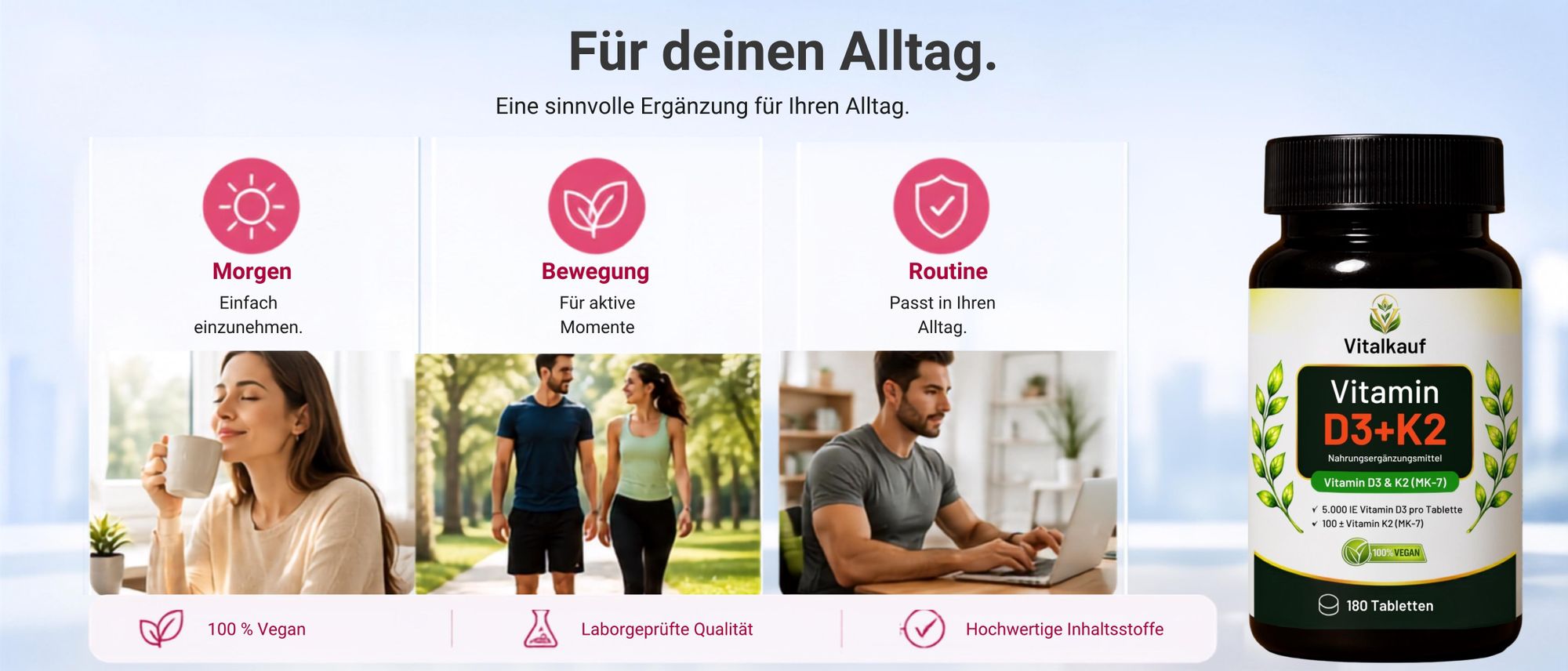 Vitalkauf Vitamin D3 + K2 Produktvorteile