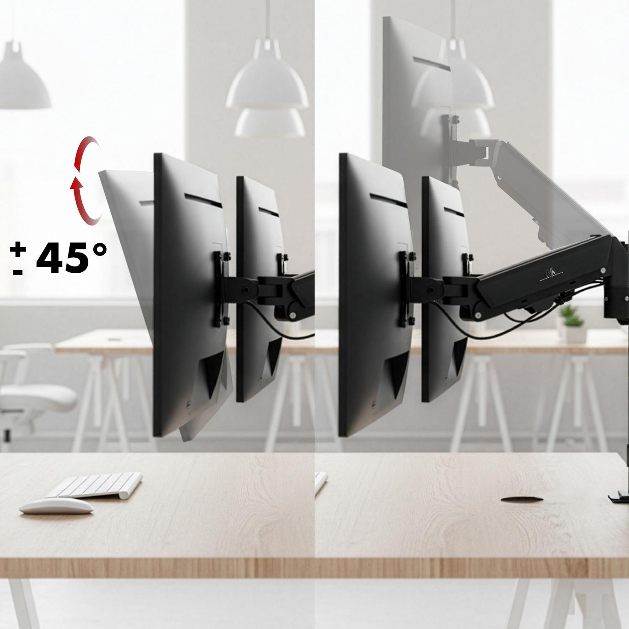 Halterung für 2 Maclean-Monitore Gasfeder 17"-32" 2-10kg schwarz MC-136