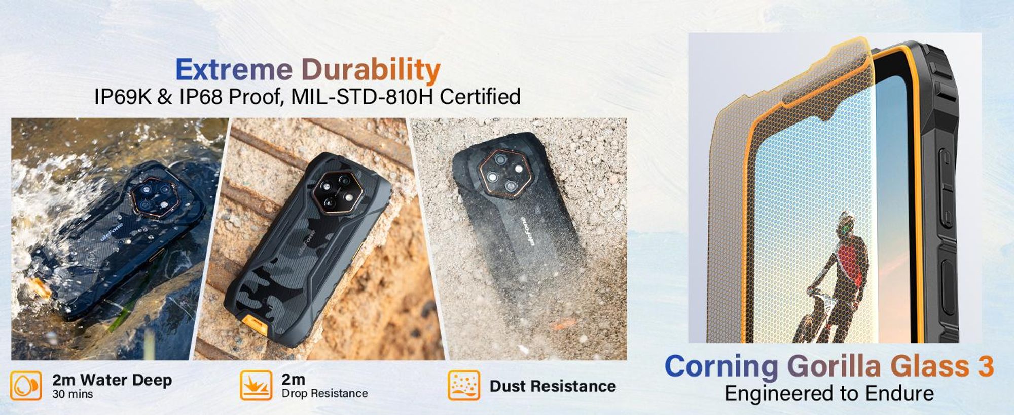 Ulefone RugKing 4 Pro Outdoor Smartphone ohne Vertrag Android 15 - 16GB+256GB - 10200mAh 48MP 6.56" 120Hz AI Rugged Handy IP68/OTG/NFC, Orange