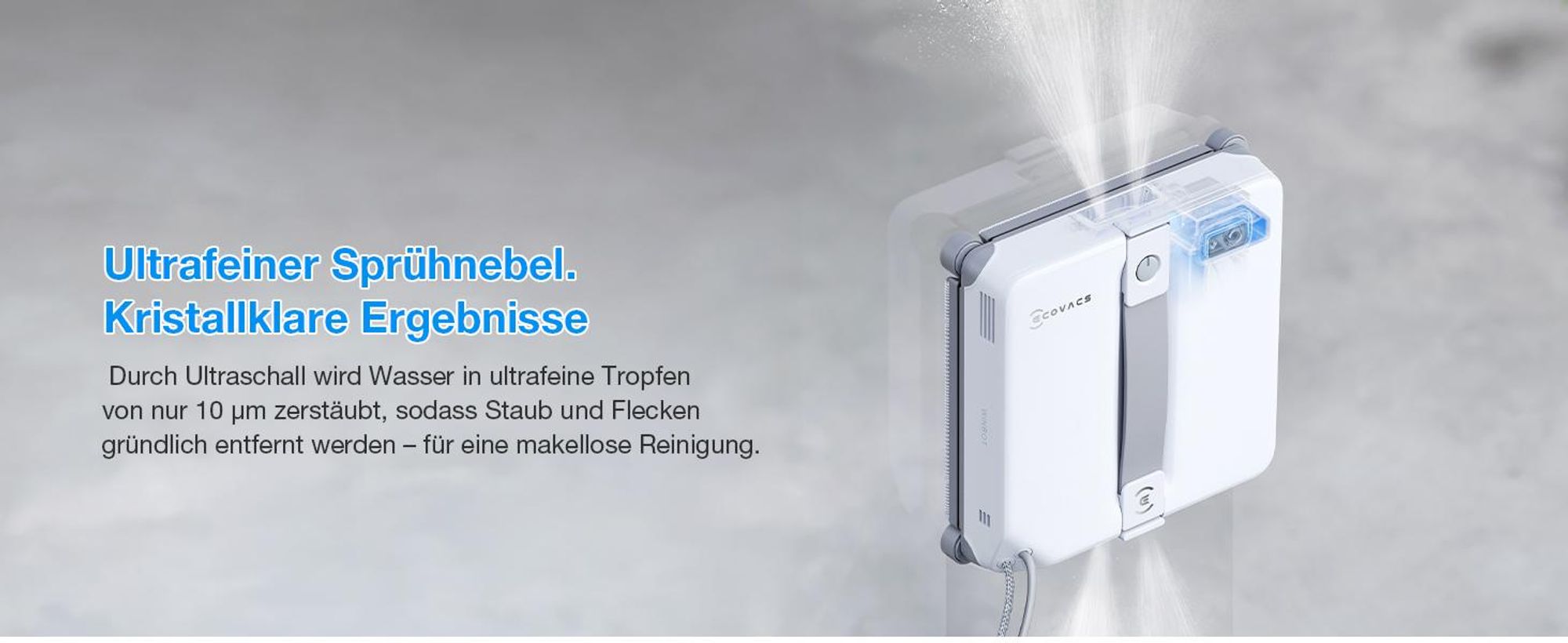 ECOVACS WINBOT Mini 2 Fensterputzroboter mit 1L Original Fensterreinigungsflüssigkeit, Smarte Navigation, 6 App-Modi, 10-Stufiges Sicherheitssystem