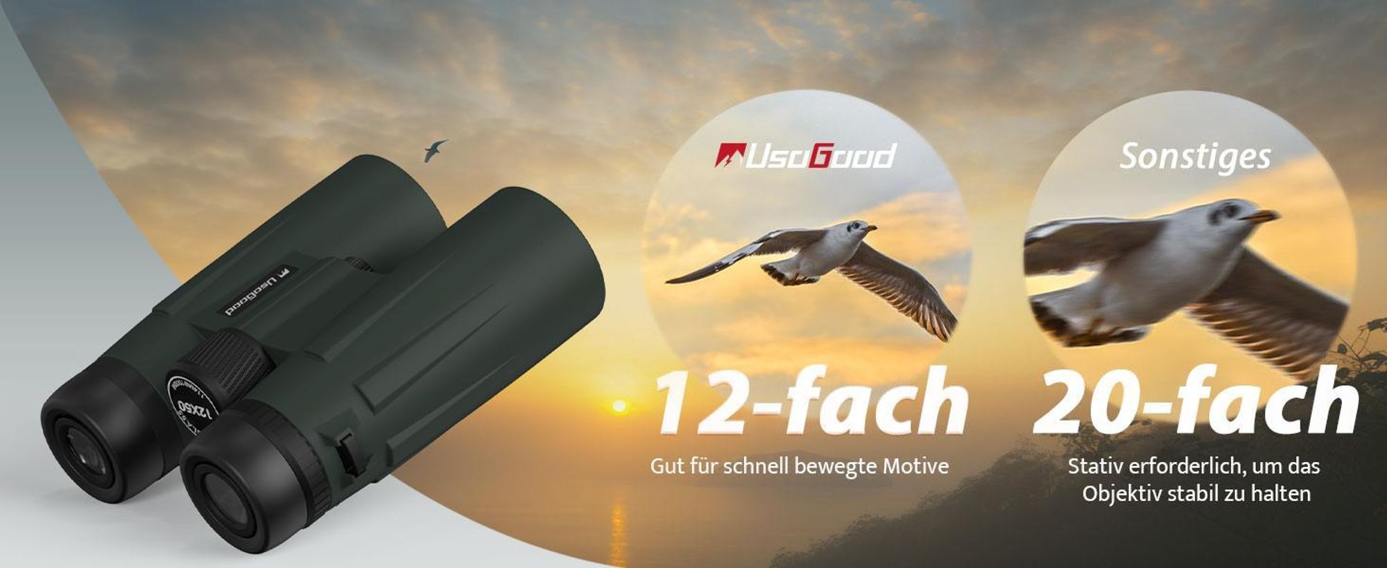 Das 12x50-Fernglas eignet sich besser zum Mitnehmen und zum Aufnehmen klarer Bilder jederzeit.