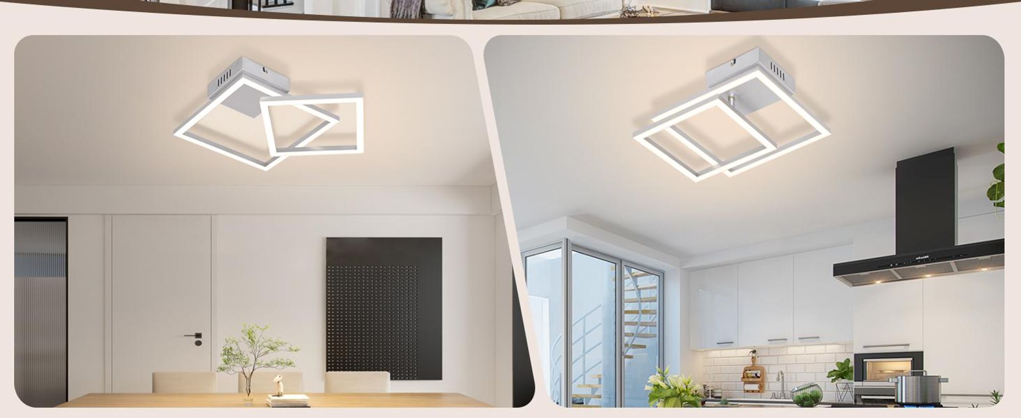 ZMH Lampy sufitowe LED Lampa sufitowa do kuchni 20 W Srebrna lampa do sypialni 4000 K Neutralna biel Lampa kuchenna Obrotowa konstrukcja do sypialni, biura, salonu