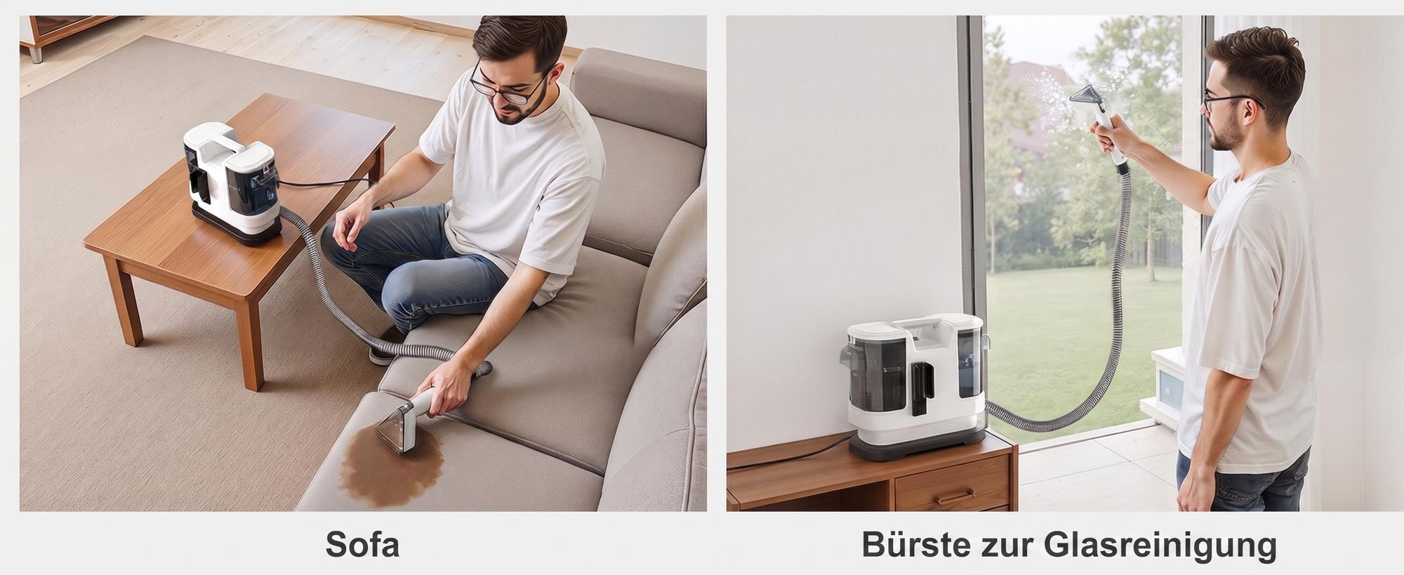 Lubluelu V8-B Polsterreiniger mit Heißwasserfunktion 60℃ 15000Pa Waschsauger 3-in-1 Teppichreiniger Nasssauger für Sofa, Autositze & Polster