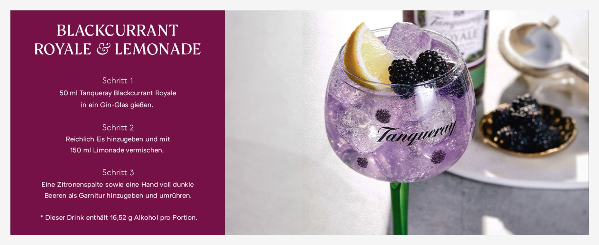 Tanqueray Blackcurrant Royale Gin, Johannisbeer-Aroma, 41,3% vol, 700ml Einzelflasche