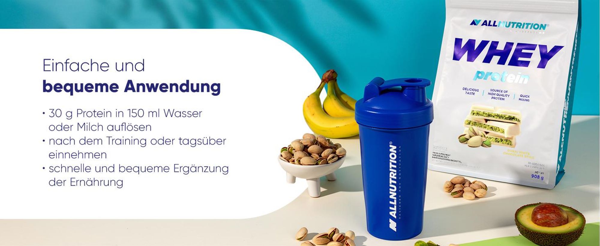 ALLNUTRITION Whey Protein 908g Erdbeere Protein-Nahrungsergänzungsmittel Muskeln Eiweiß Protein