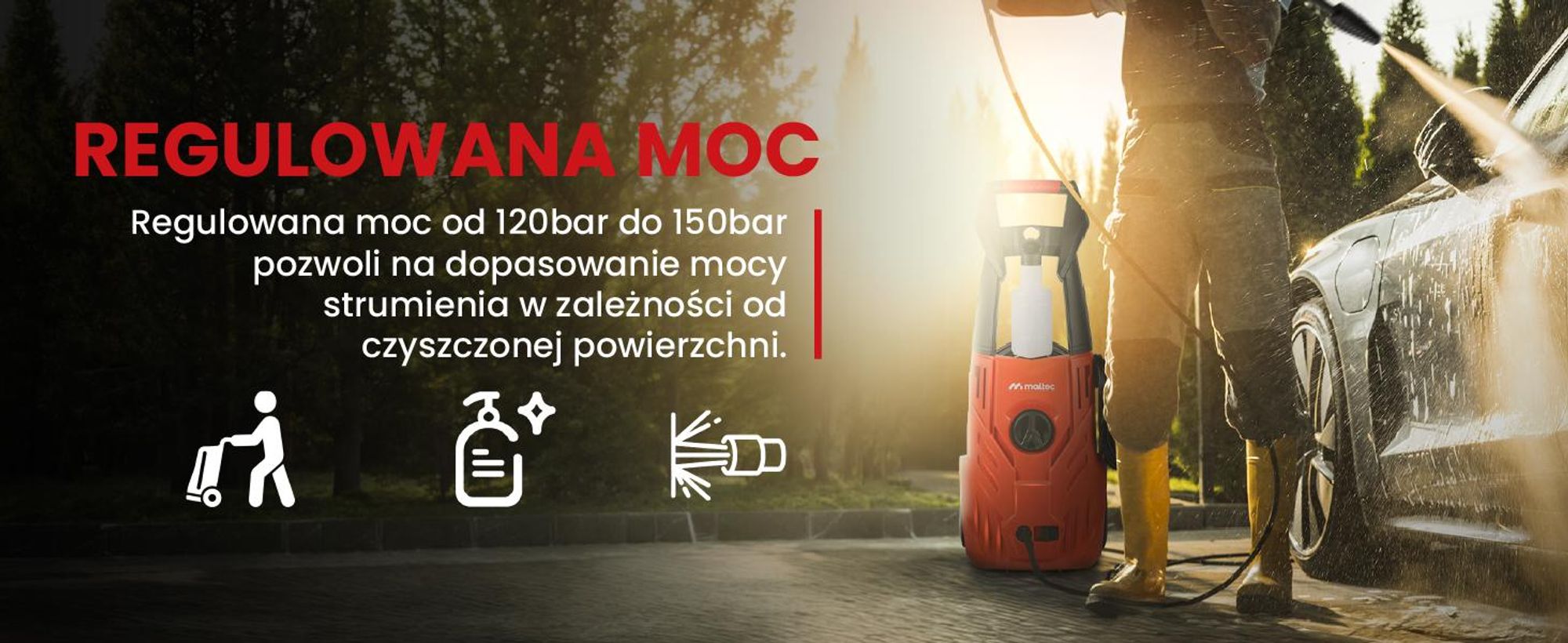 Myjka ciśnieniowa z pianownicą i turbo lancą, regulowaną lancą i aluminiową pompą