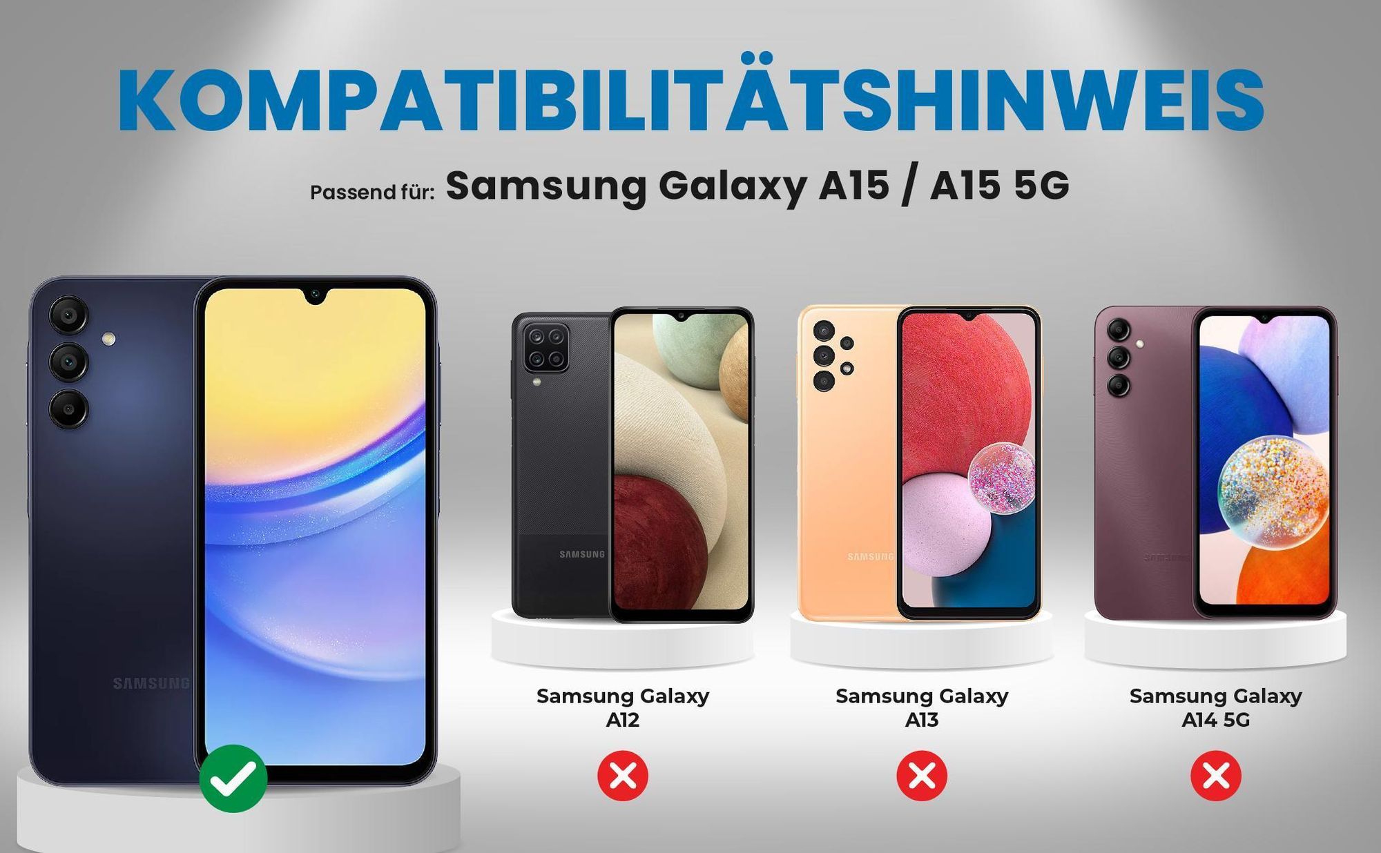 Kompatibilitätshinweise Hülle für Samsung Galaxy A15