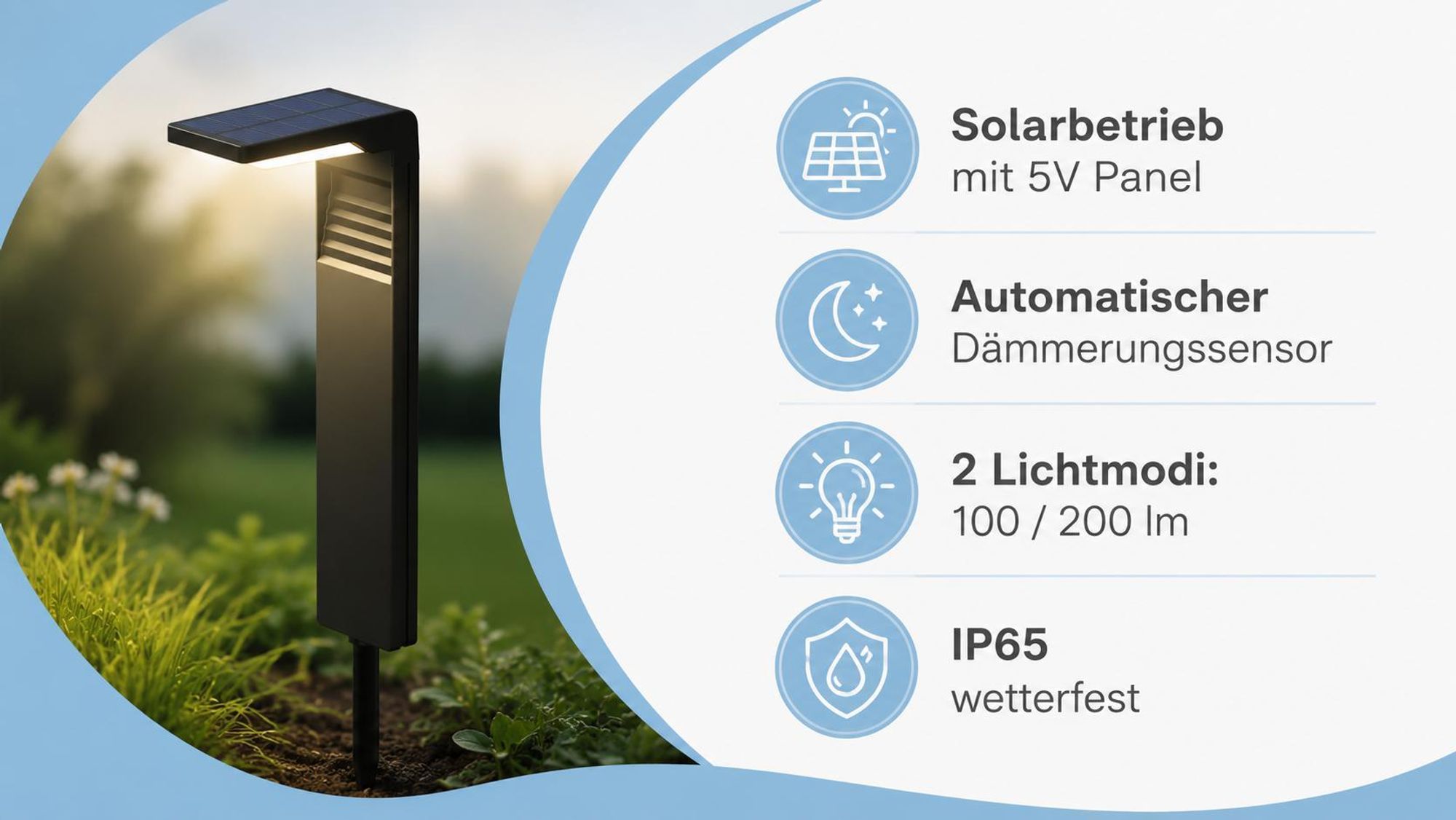 MasterLED Solar Wegeleuchte 4er Set IP65 4000K schwarz mit Erdspieß und 2 Modi