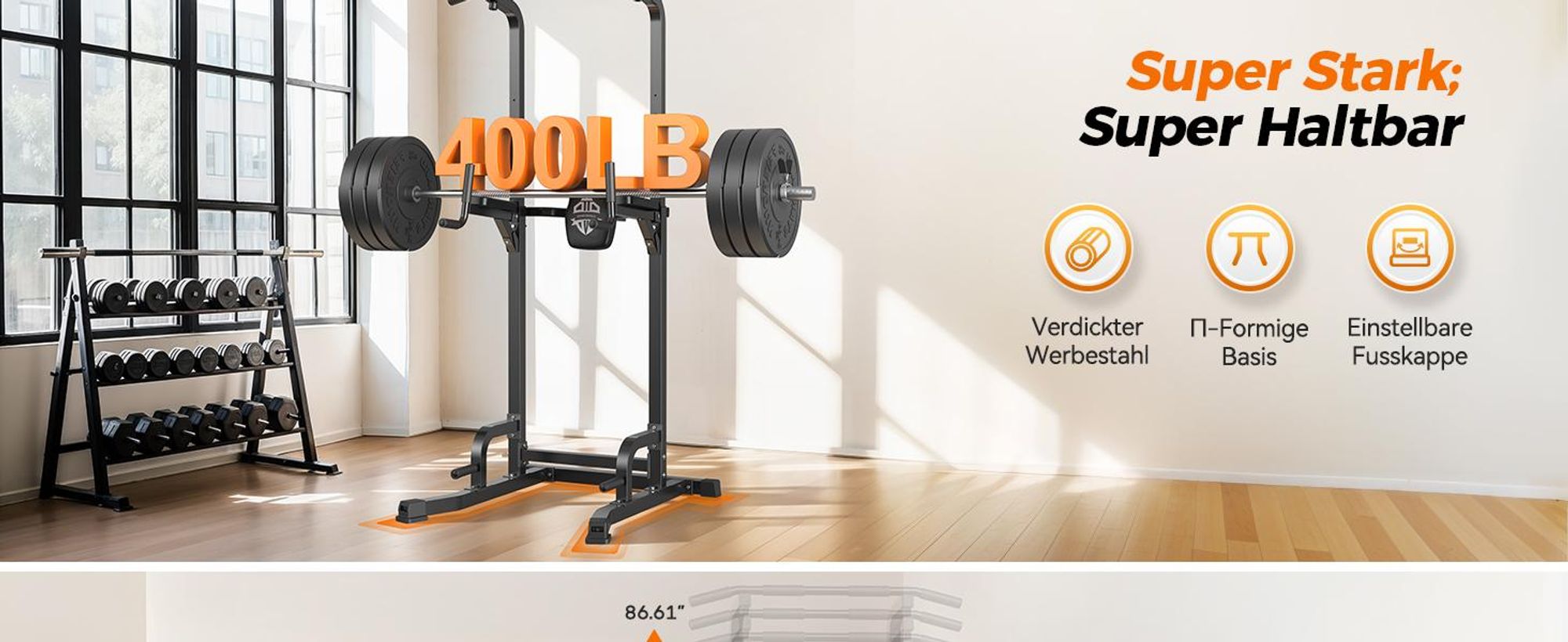 Sportsroyals Power Tower, Dip-Station, Klimmzugstange für das Krafttrainingsgerät im Heim-Fitnessstudio, 204 kg  126x35.5x15cm