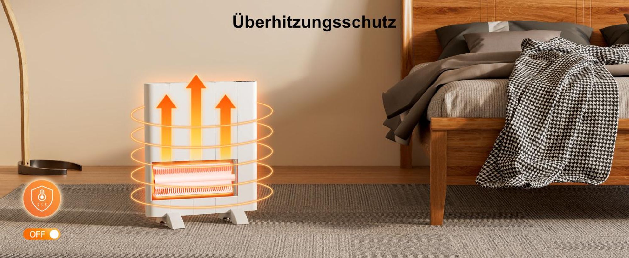 EMKE® Elektroheizung 700W Elektro Konvektor 453x500x60mm mit WIFI und Alexa-Sprachsteuerung, Standgerät & Wandmontage Elektroheizkörper ohne Heizstab
