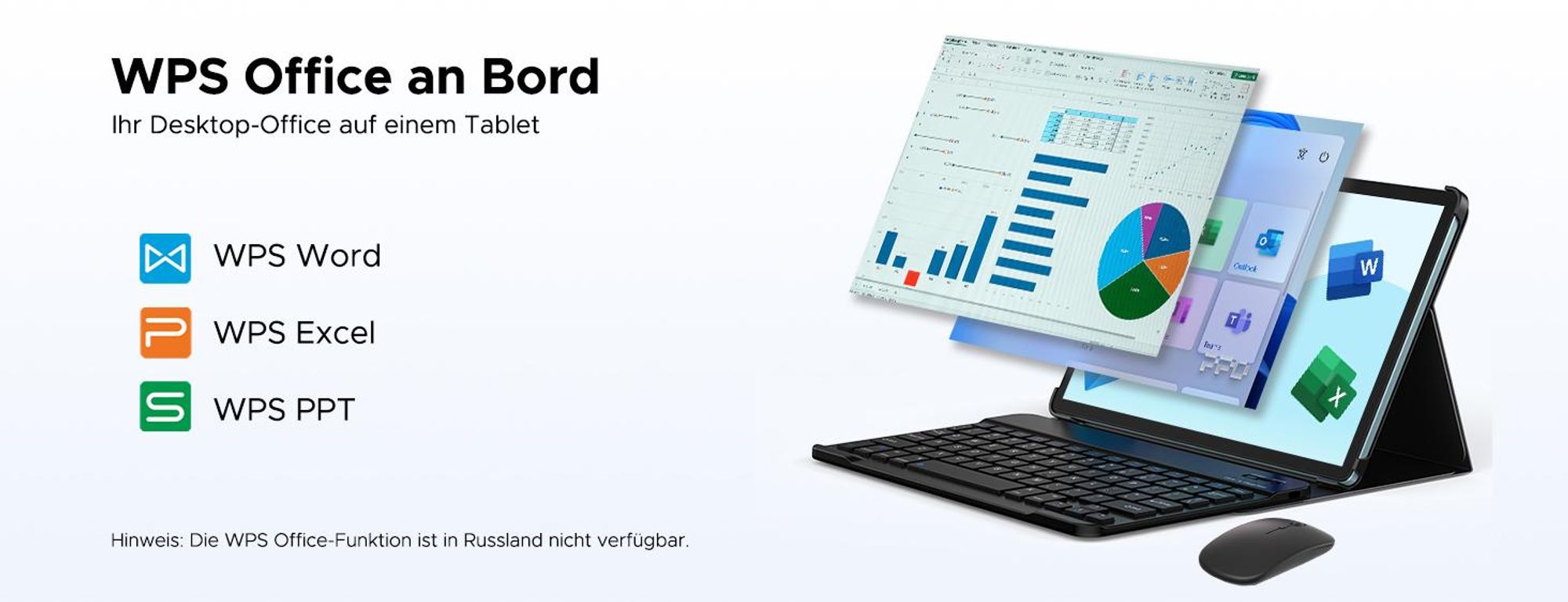 POCKAM P10 48(8+40)GB+128GB, 10 Zoll, Android 16, 7000mAh, mit Tastatur/Maus/Stift/Hülle usw, BT5.0, 5G WiFi, Gemini AI, 3.5mm Kopfhöreranschluss