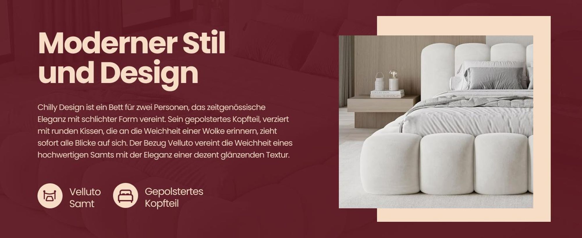 Chilly Design Polsterbett Stone Hellgrau Bouclé Stoff 200x200 cm mit Stauraum Quelle 83