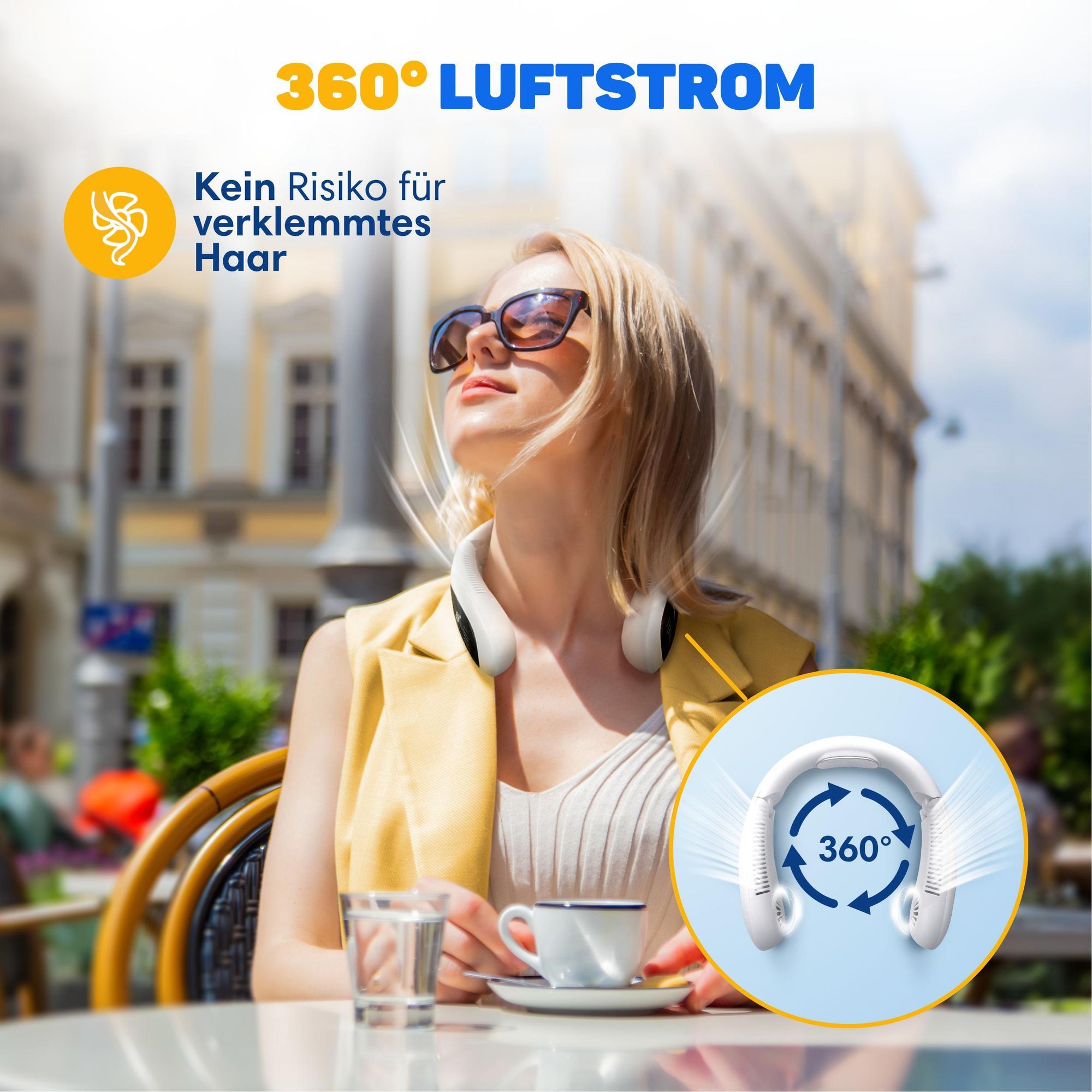 Vulpes Goods Nackenventilator Elite mit Kühlelement – Wiederaufladbar & Geräuschlos – Tragbarer Gesichtsventilator – 3 Stufen mit Extra Kühlung