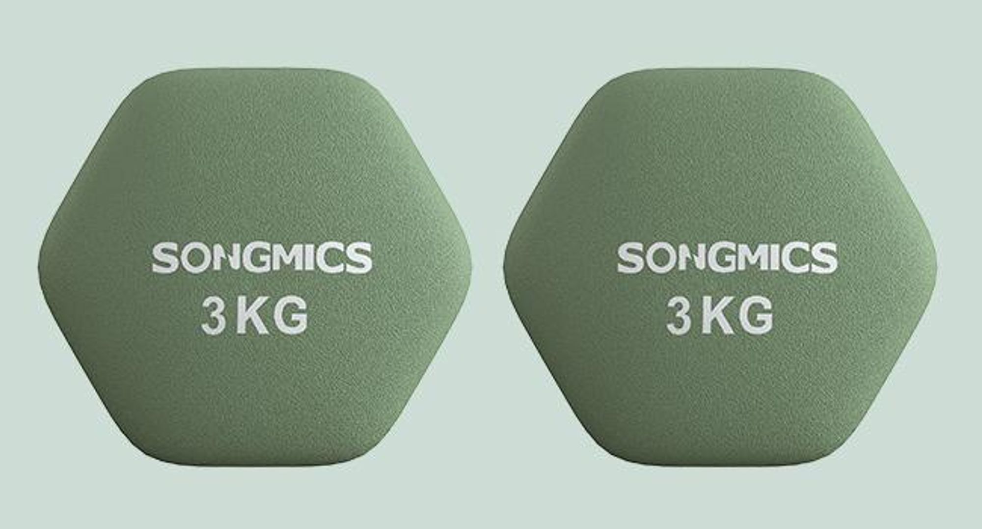 SONGMICS Kurzhantel Set, Hexagon, mit Hantelständer, 2 x 1 kg, 2 x 3 kg, 2 x 5 kg, mattes Finish, Neopren-Beschichtung, Krafttraining, zu Hause