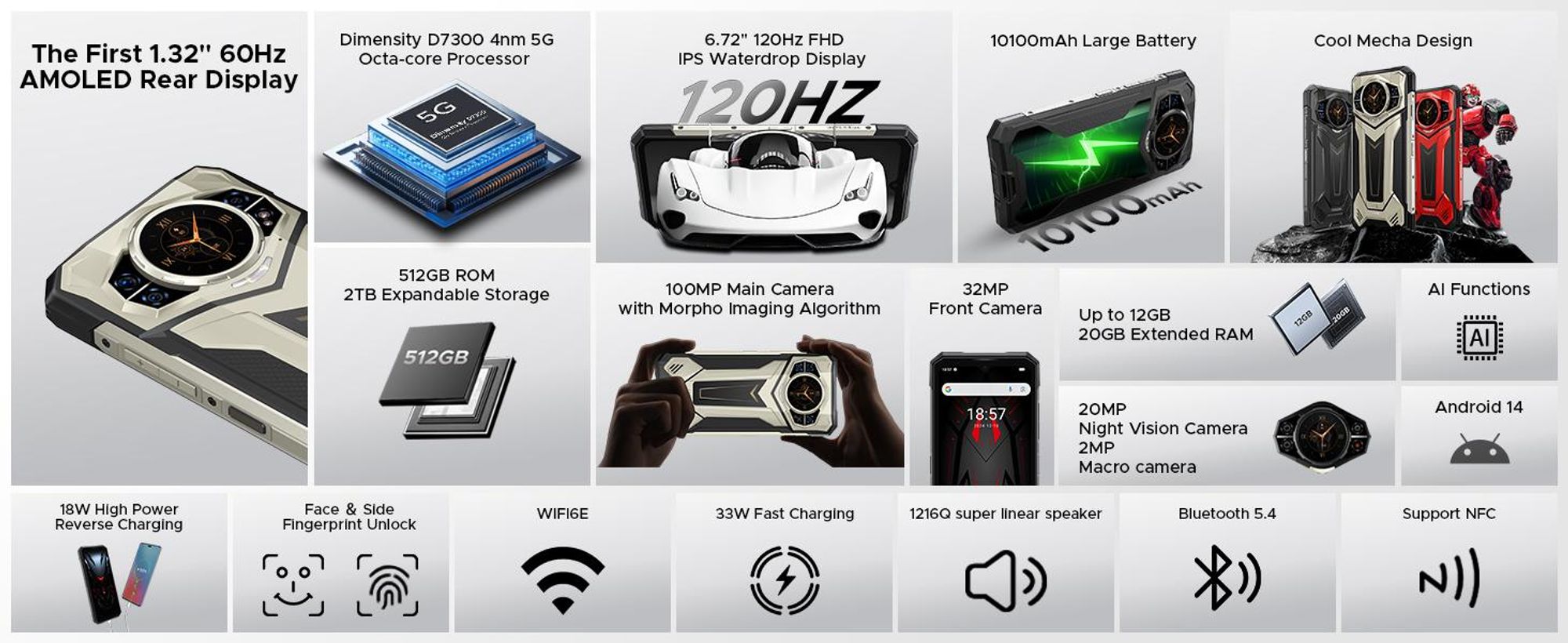 Doogee S200 Plus, 17,1 cm (6.72"), 12 GB, 512 GB, 100 MP, Android 14, Zlato
