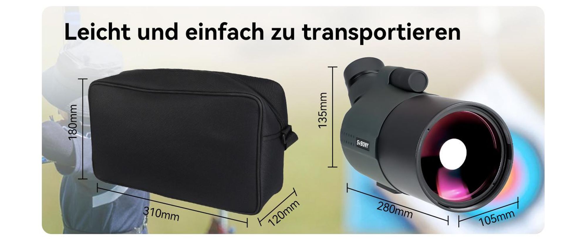 Svbony SV41Pro Mak Spektiv, 28-84X80 FMC Dual Speed Fokus, Kompatibel mit WLAN Kamera, Wasserdichtes Fernrohr Monokular Sportschützen Vogelbeobachtung