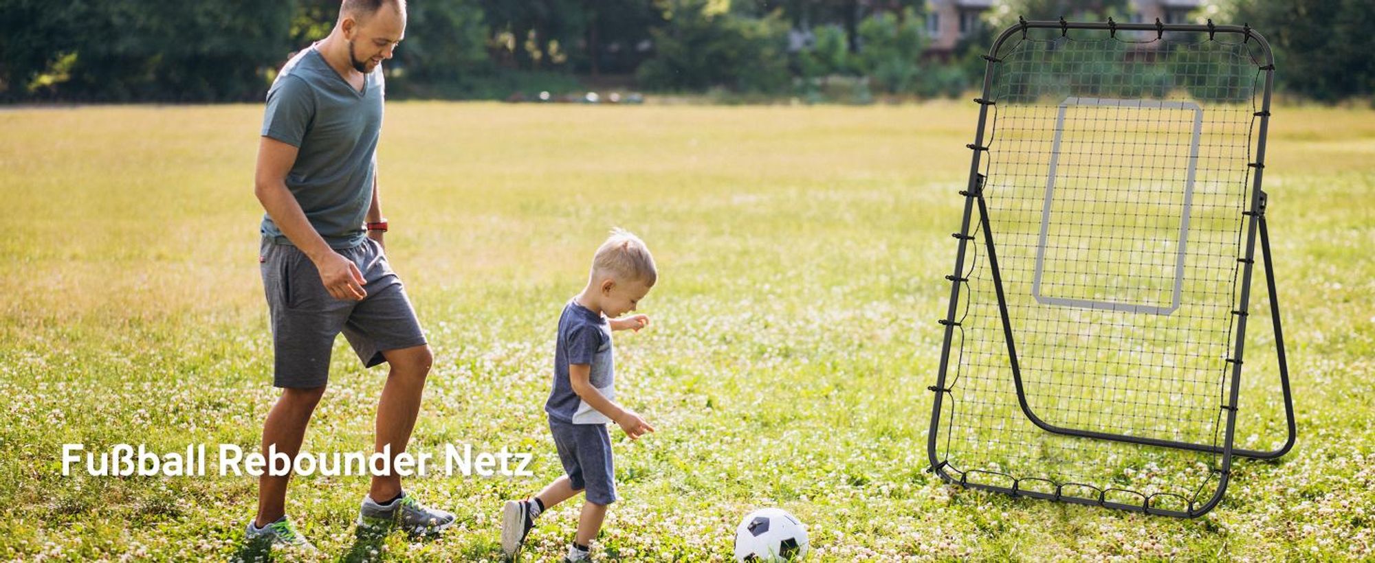HOMCOM Fußball Rebounder, Klappbarer Fußballtor, Kickback Rückprallwand mit 4 Verstellbaren Stufen, Metallrahmen für Kinder, Erwachsene