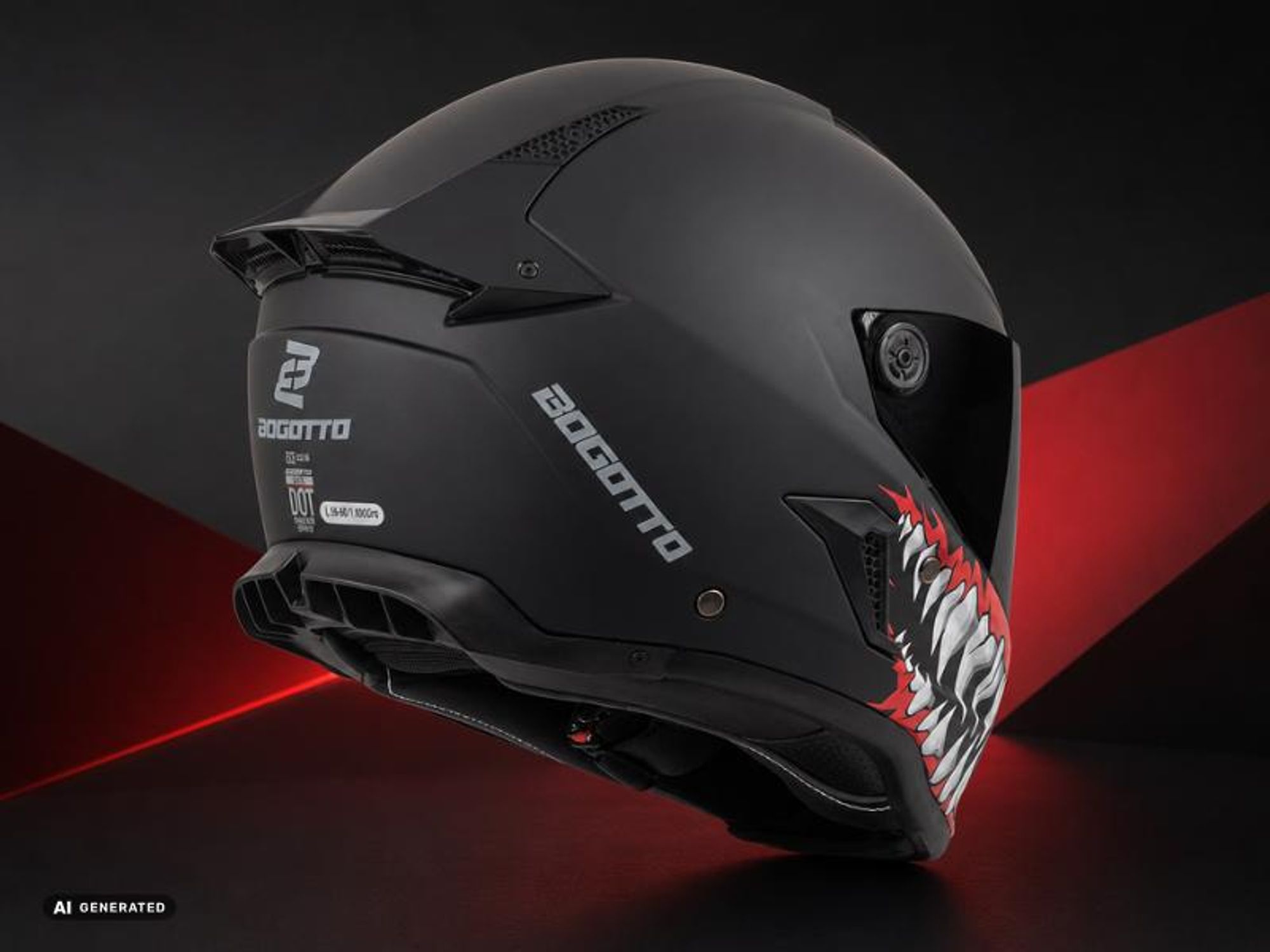Bogotto Rapto Jaws Helm, schwarz/grau matt, M (57/58)