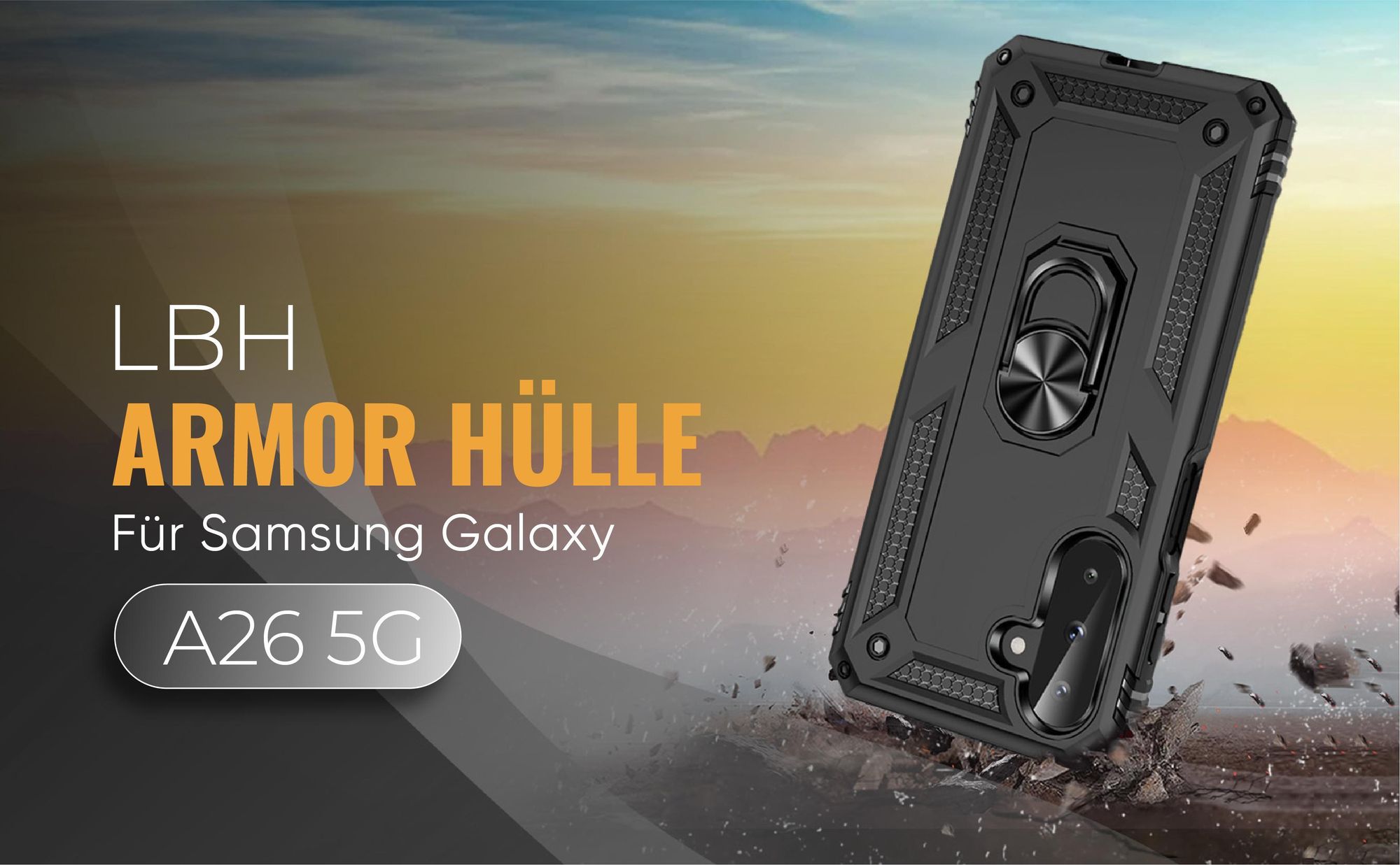 Schwarze Outdoorhülle für Samsung Galaxy A26 5G