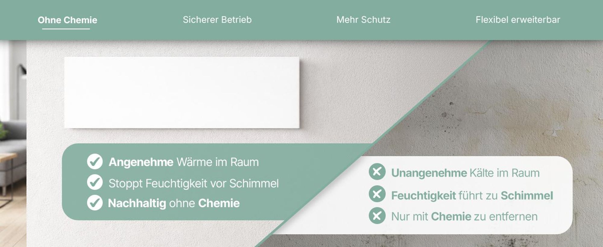 Heidenfeld Anti-Schimmel Heizung | Infrarotheizung - Schimmelentferner - Schimmel Frei - Wandheizung - Badheizung - Schutz ohne Chemie - Einzeln