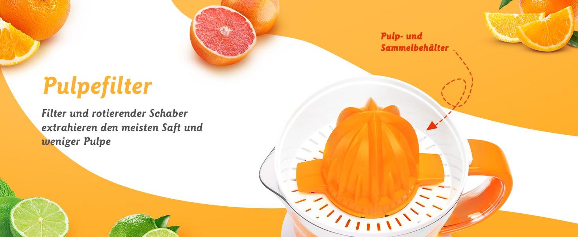 Aigostar Orangenpresse, Zitruspresse, Entsafter Saftpresse Elektrisch 2 Kegel, Orangenpresse, Zitruspresse , 40W, Hohe Saftausbeute, Tropfsicherer