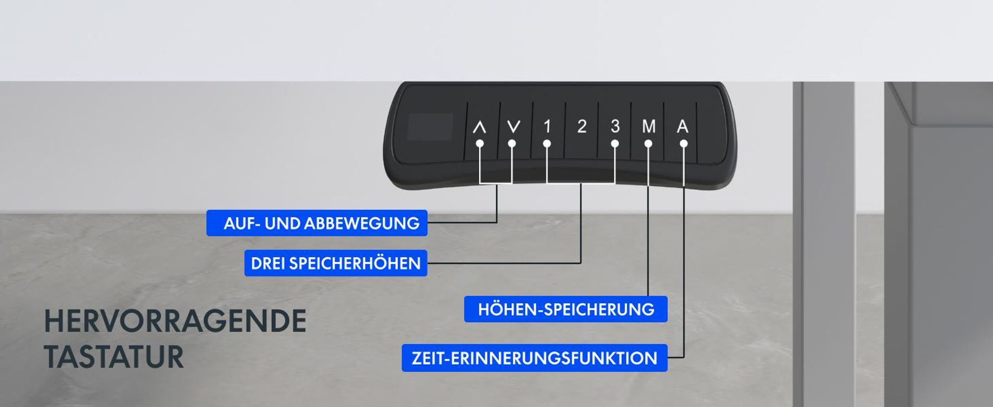 FLEXISPOT Höhenverstellbarer Schreibtisch Gestell Elektrisch mit 4 Beinen, Doppelmotor 200 KG TRAGLAST, 3 Speicherplätzen Sitz-Steh-Erinnerung Grau