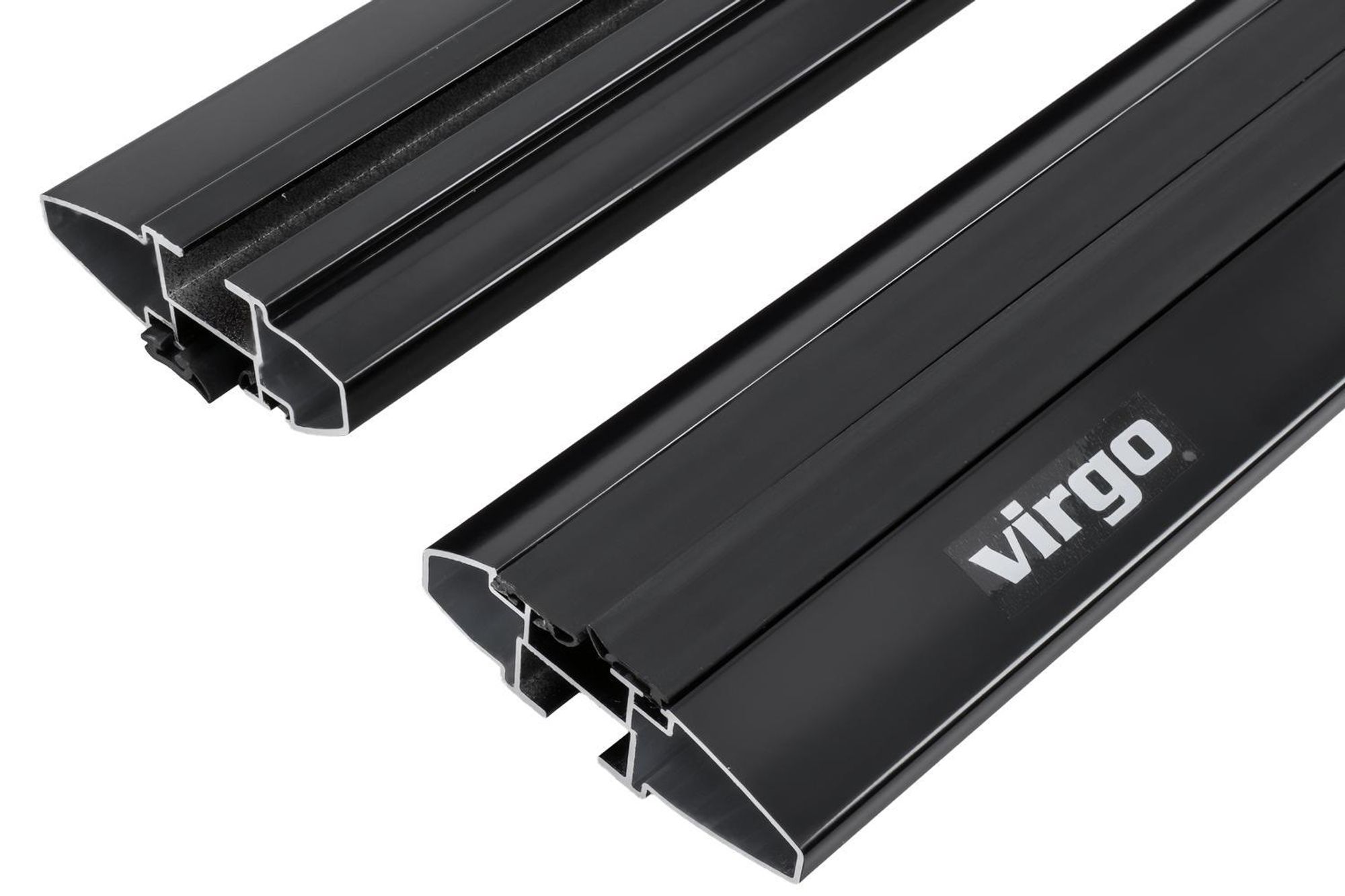 Inter Pack Virgo IR 120 Dachträger für integrierte Reling, 120cm Träger, 75 kg Tragkraft, aerodynamisches Flügelprofil mit 21 mm T-Nut-Kanal und Schlössern, Schwarz