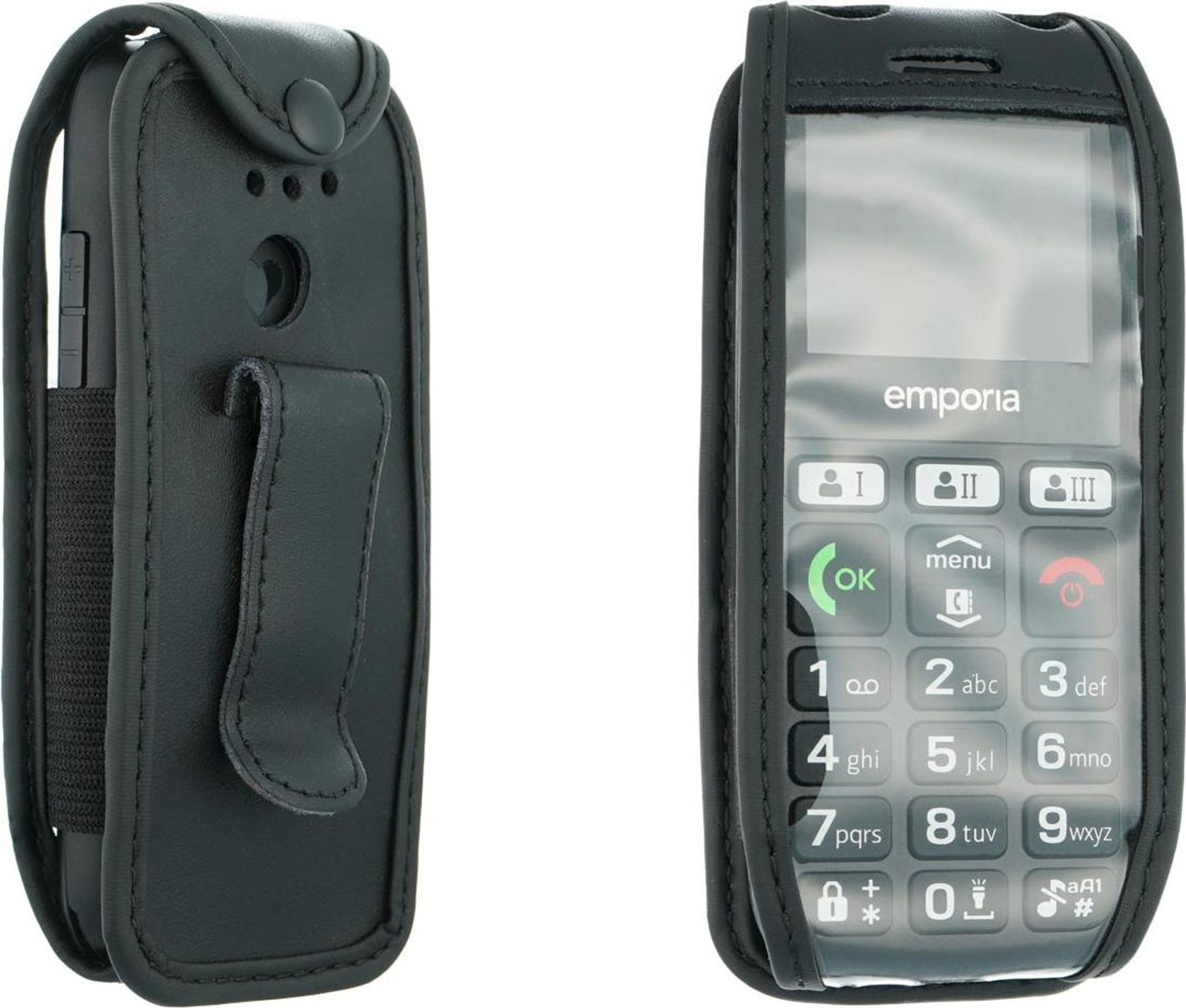 caseroxx Ledertasche mit Gürtelclip kompatibel mit Emporia Happy E30 aus Echtleder, Tasche mit Gürtelclip und Sichtfenster Bild 1