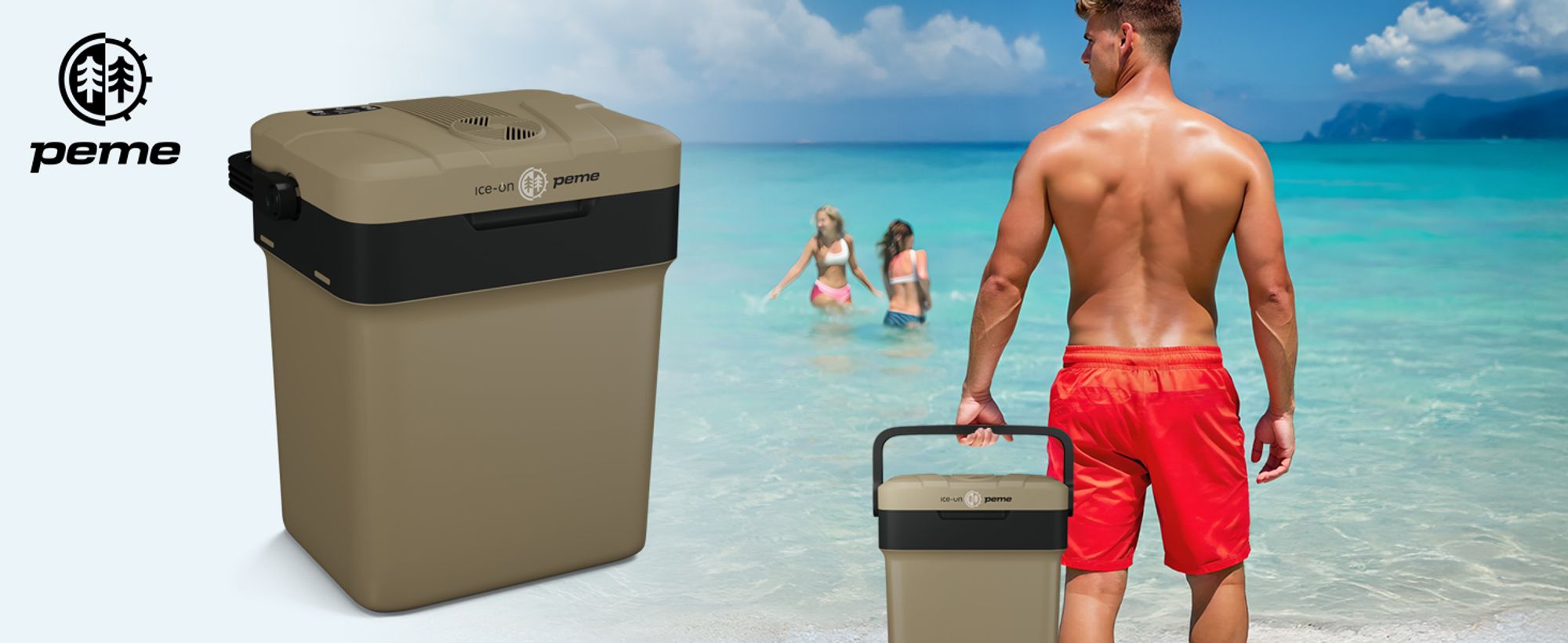 PEME Essential 26L Elektrische Kühlbox mit Strom Auto und Steckdose Thermoelektrisch Kühltasche Camping Mini Kühlschrank Jagd Outdoor Sand Leise 26dB
