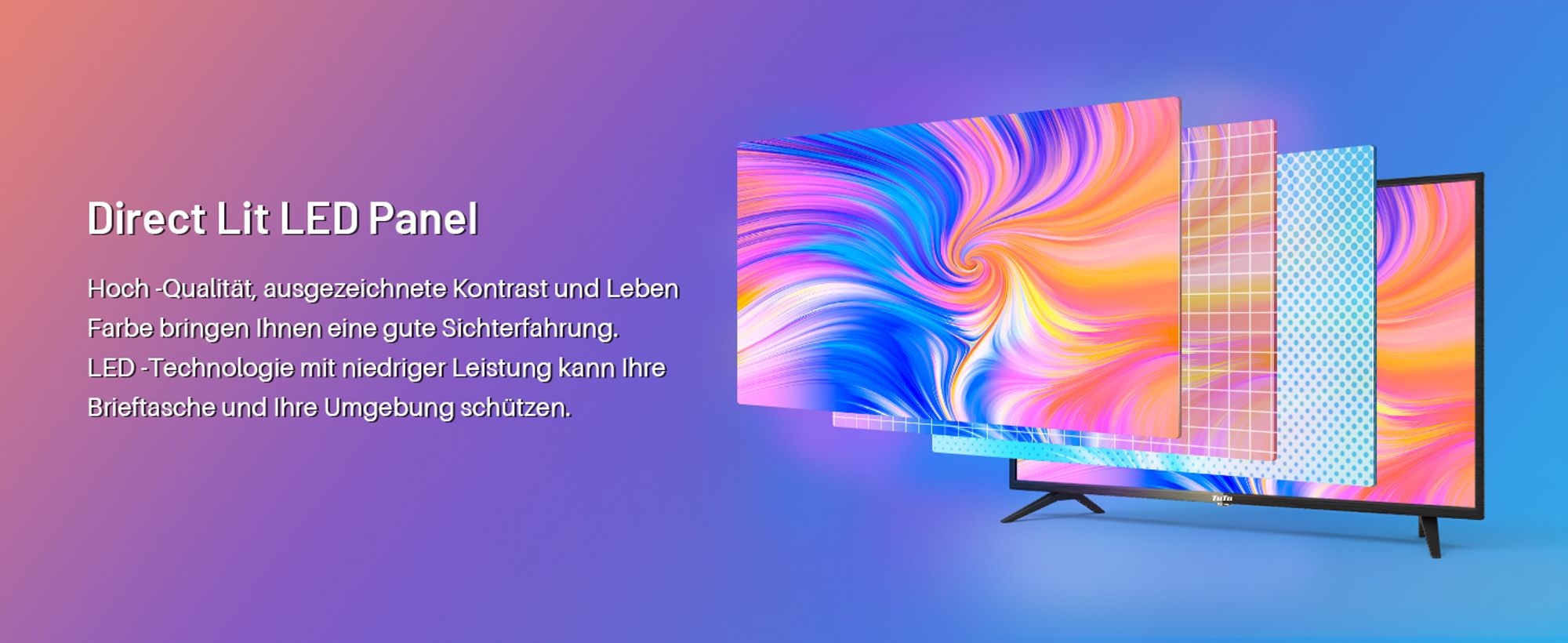 TuTu Standard TV - LED Full HD - 42 Zoll/108 cm - Randlos Design - Tripple Tuner DVB-T/T2/S/S2/C - HDMI x2, USB x1, CI+ - Montiert in Eindhoven, Niederlande - TUB42FD1N